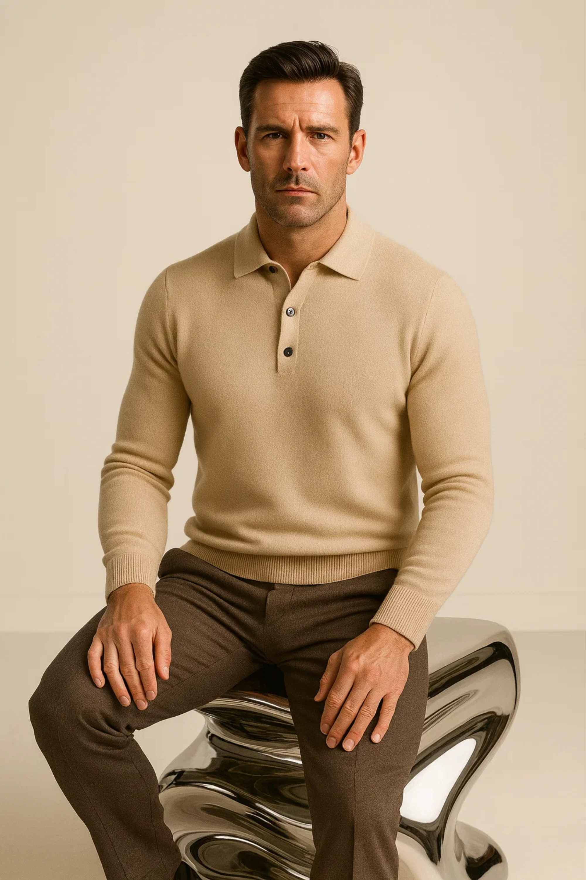 Vittorio Polo Knit Beige
