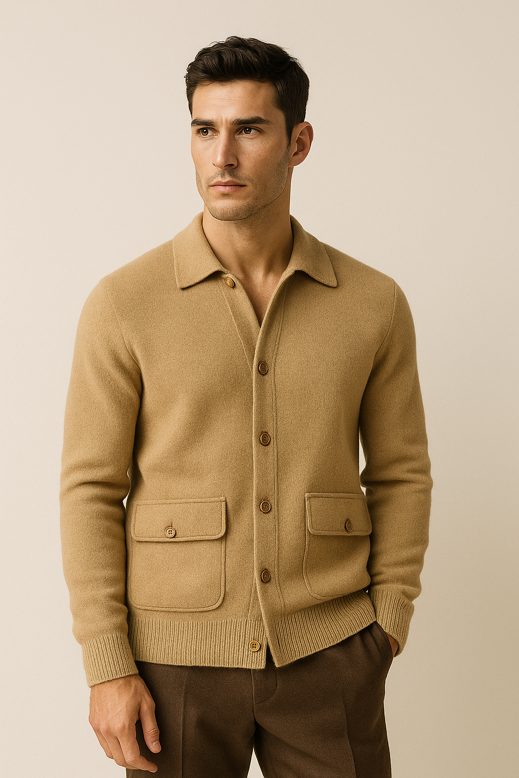 Lorenzo Cashmere Cardigan Camel