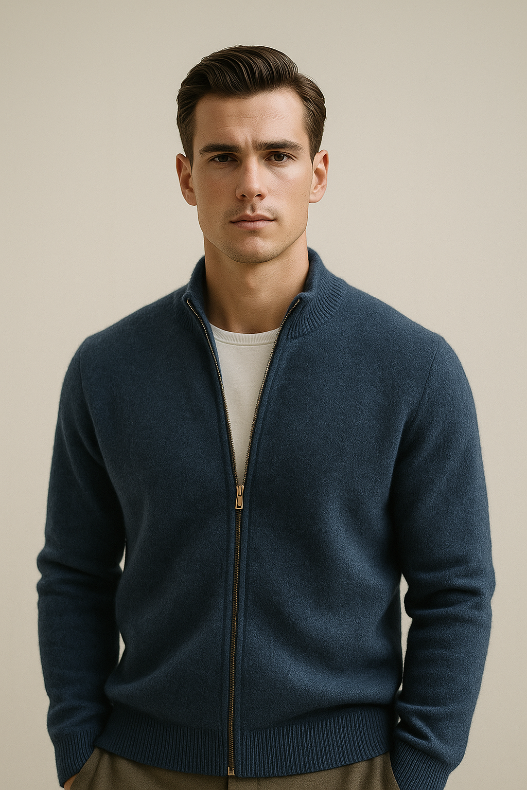 Lorenzi Cashmere Cardigan Blue