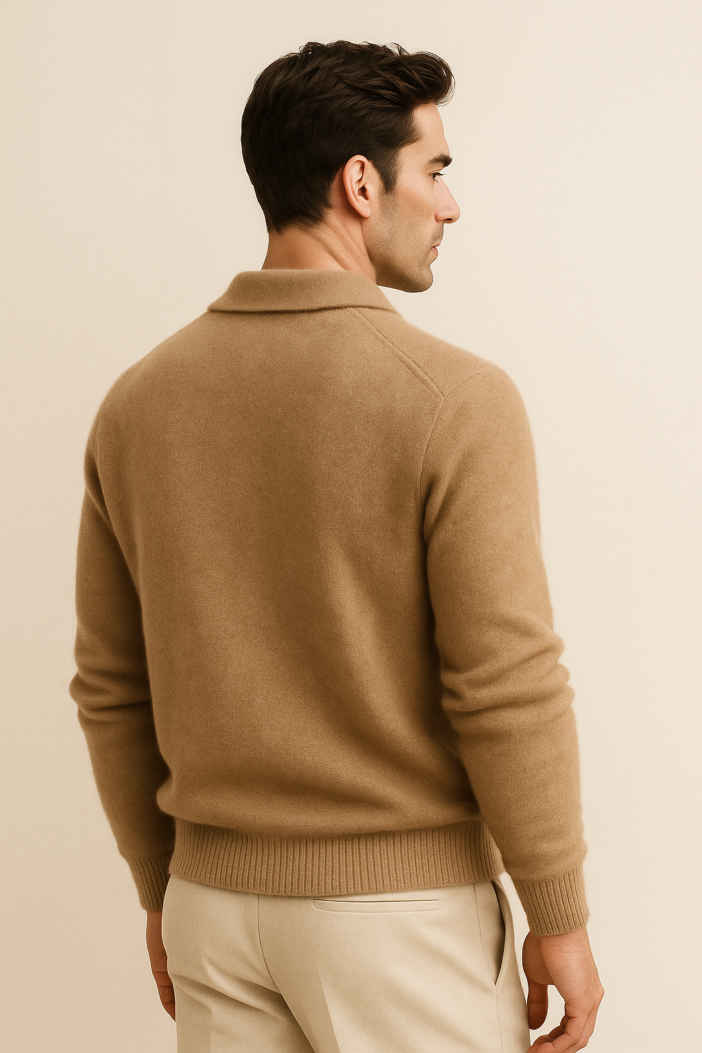 Marencio Cashmere Polo Knit Light Brown