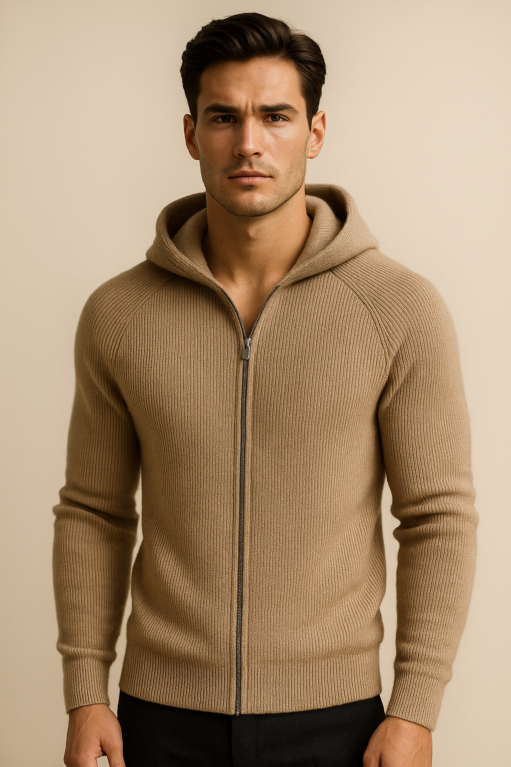 Amalfi Merino Hooded Sweater Taupe