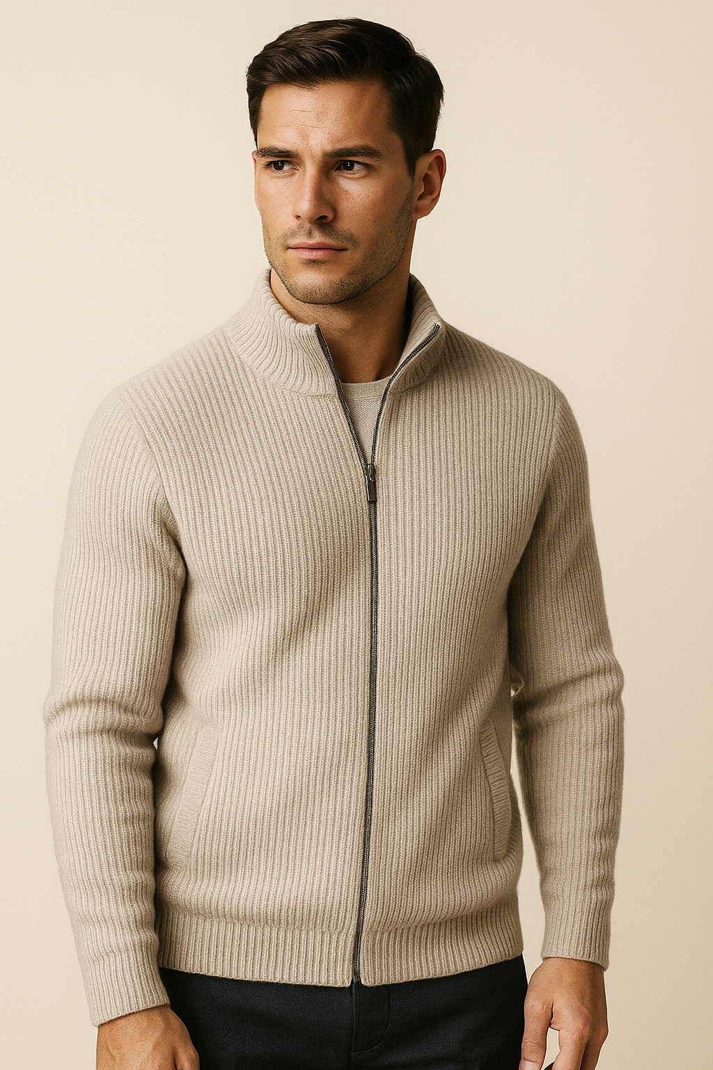 Sestino Merino Zip Knit Grey