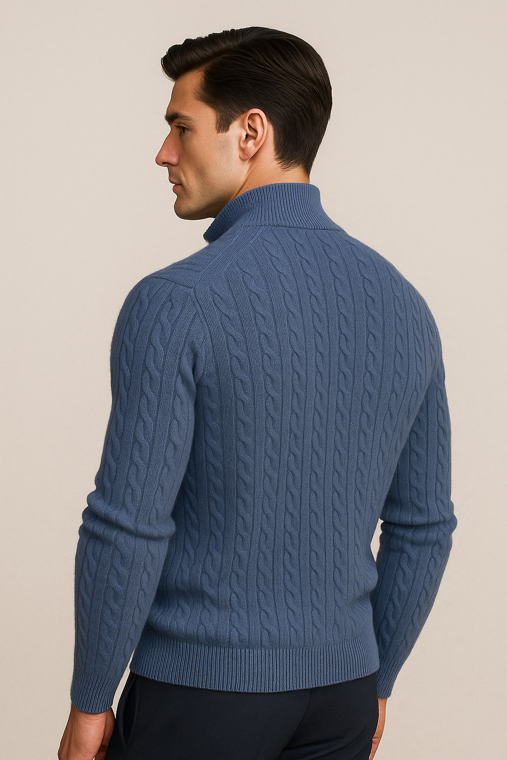 Lerano Cashmere Half-Zip Knit Blue