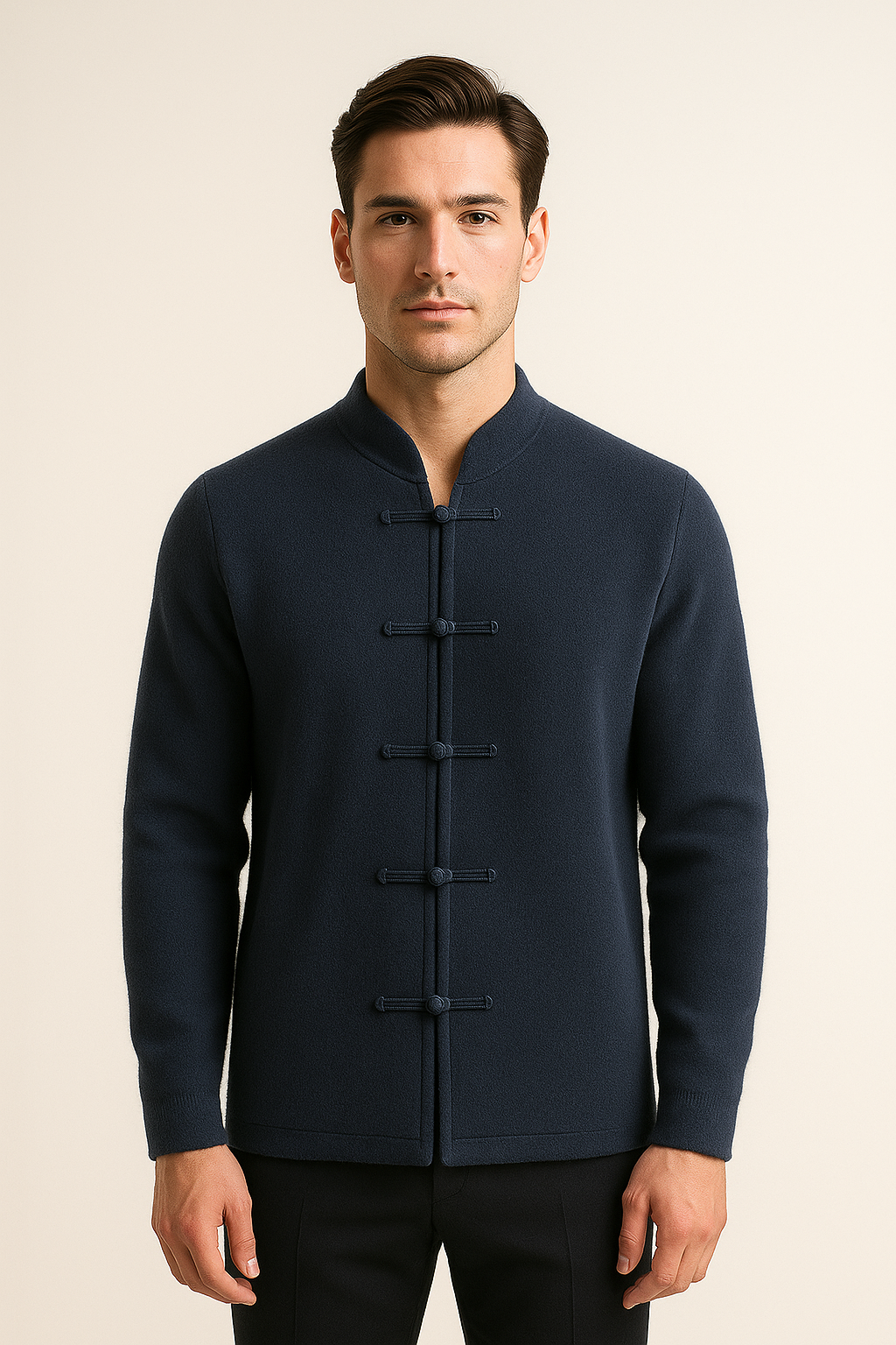 Lunaro Mandarin Wool Navy