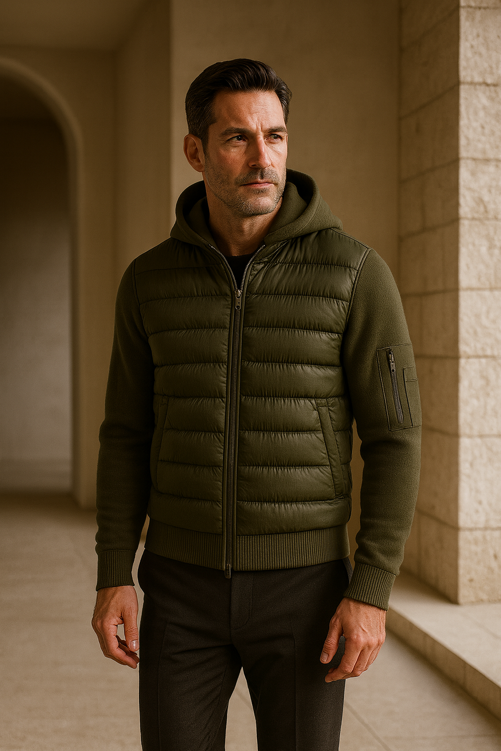 Valmero Hybrid Zip Jacket Green