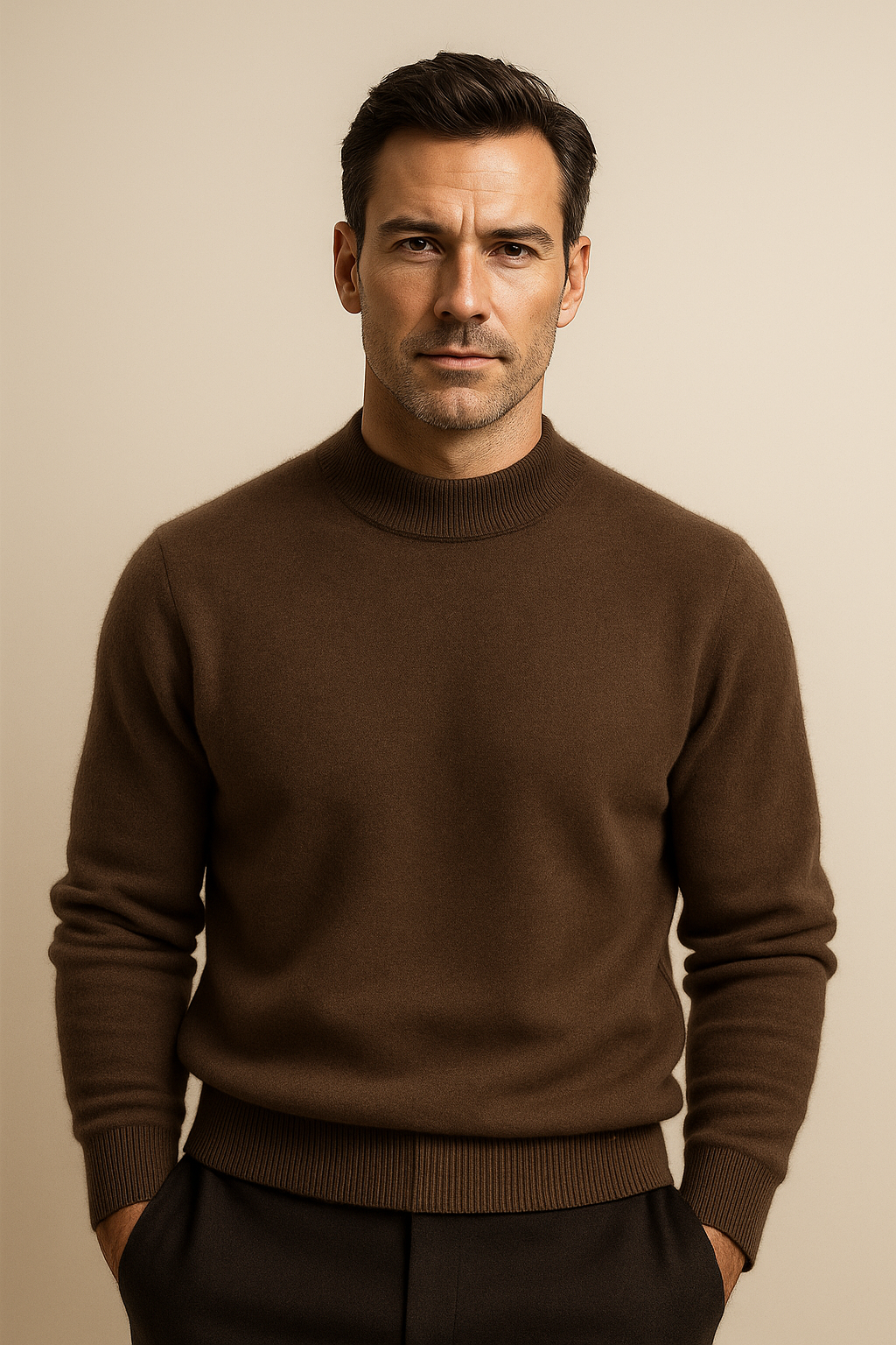 Vantori Mock Neck Knit Brown