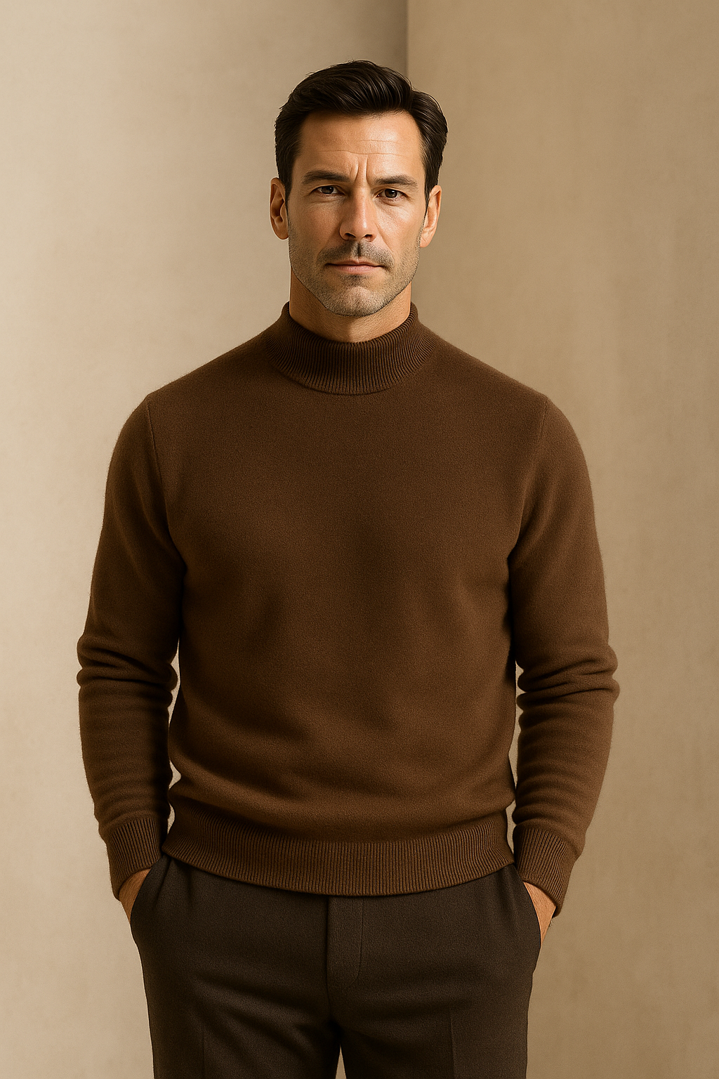 Vantori Mock Neck Knit Brown