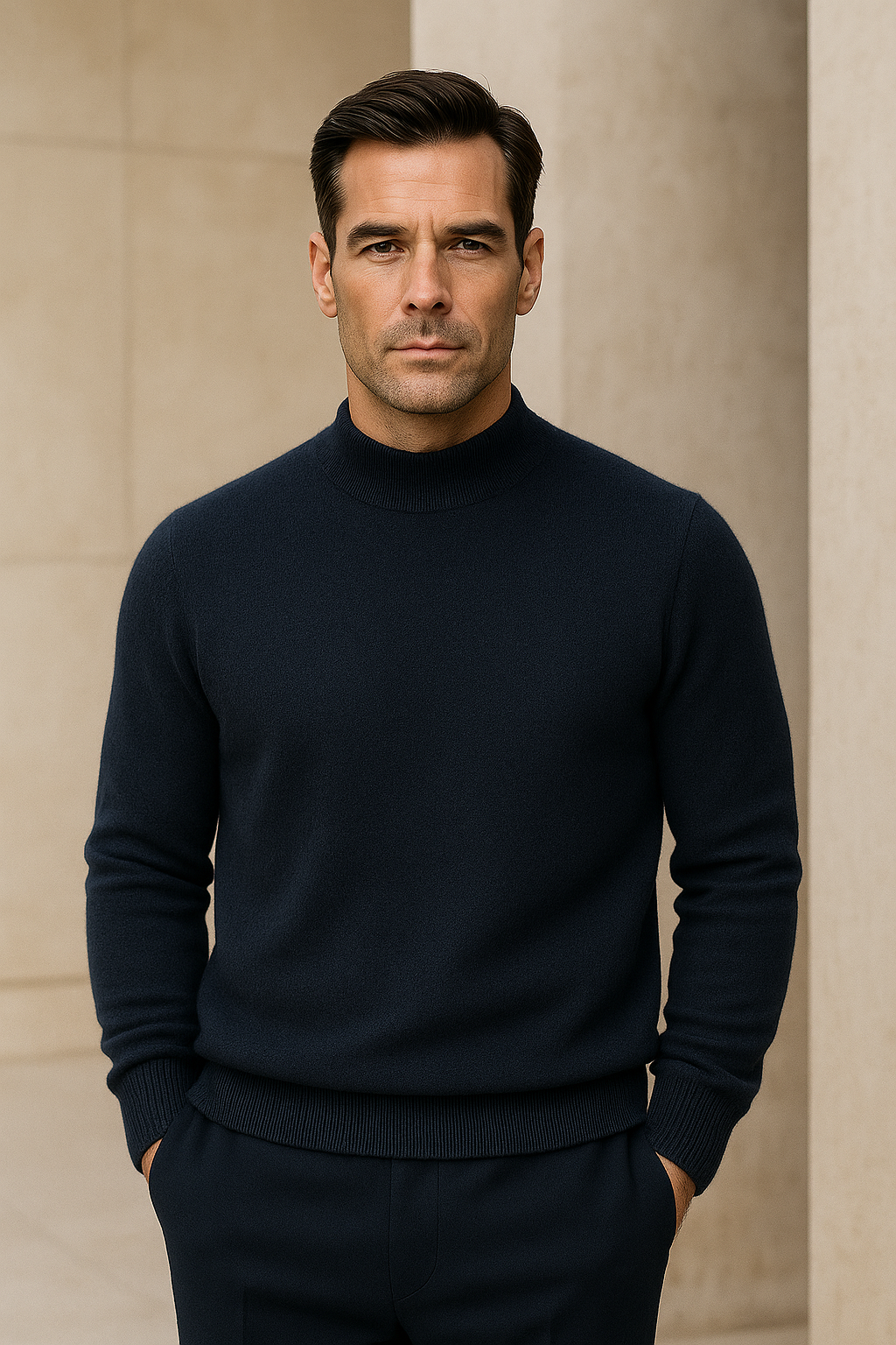 Vantori Mock Neck Knit Navy