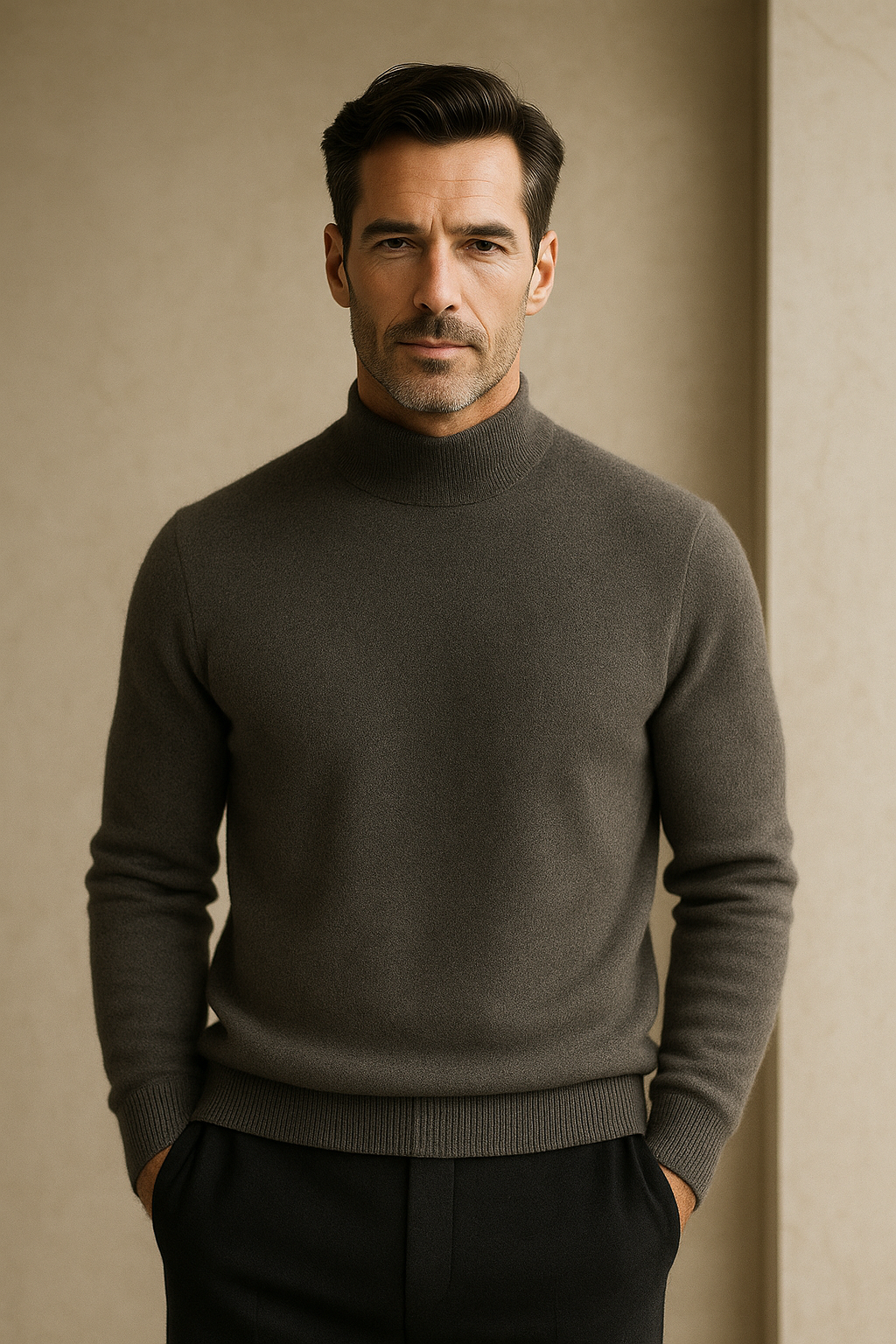 Vantori Mock Neck Knit Dark Grey