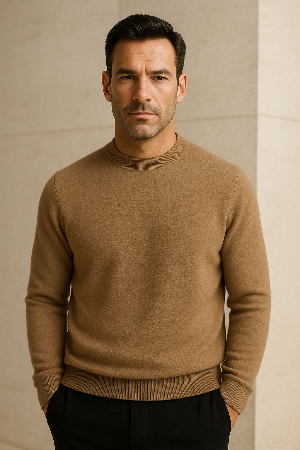 Vantori Mock Neck Knit Light Brown