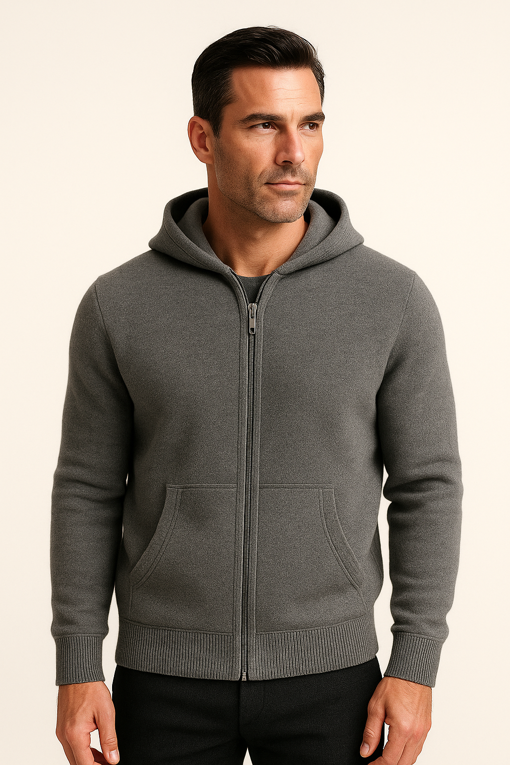 Tavole Hooded Zip Dark Grey