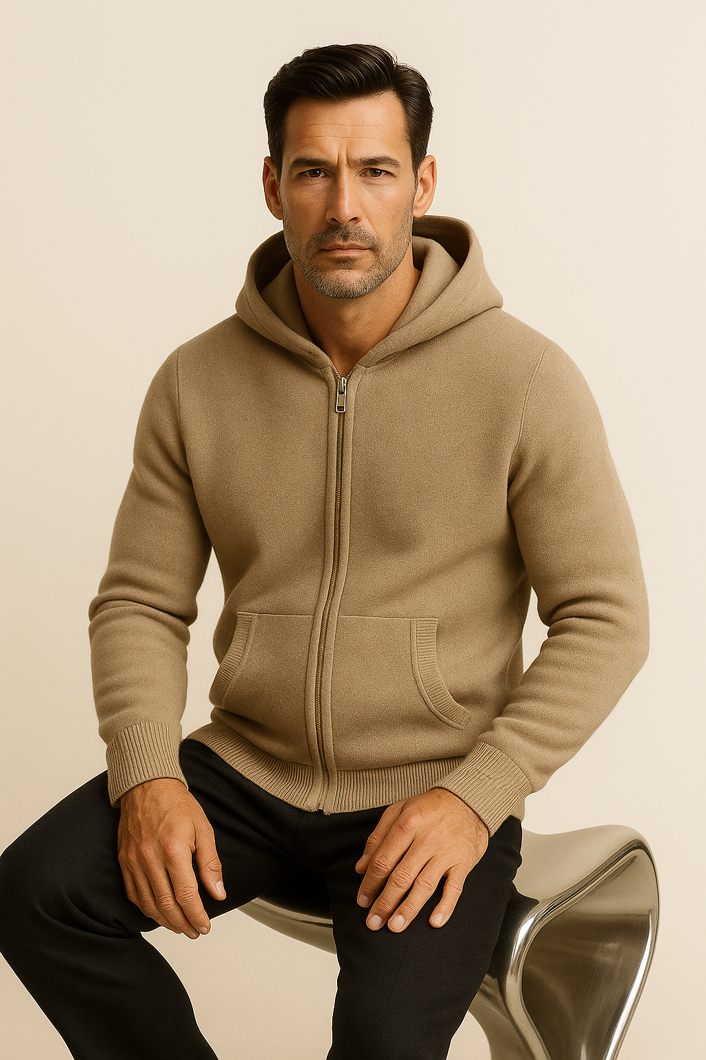 Tavole Hooded Zip Taupe