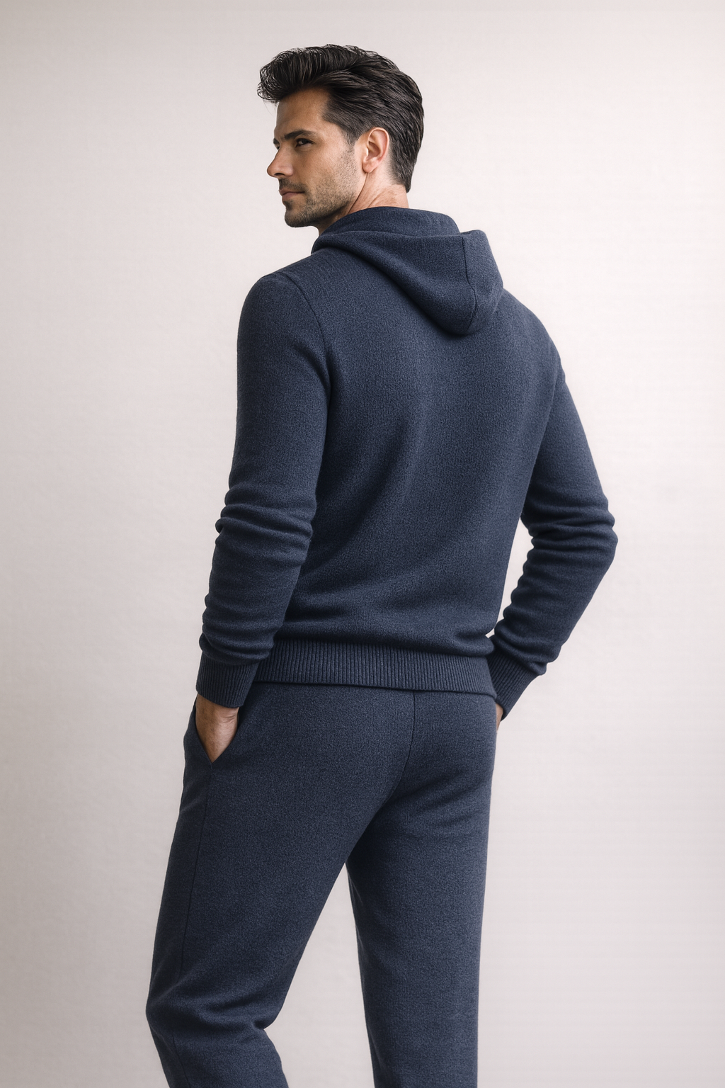 Filippo Cashmere Hooded Zip Set Blue