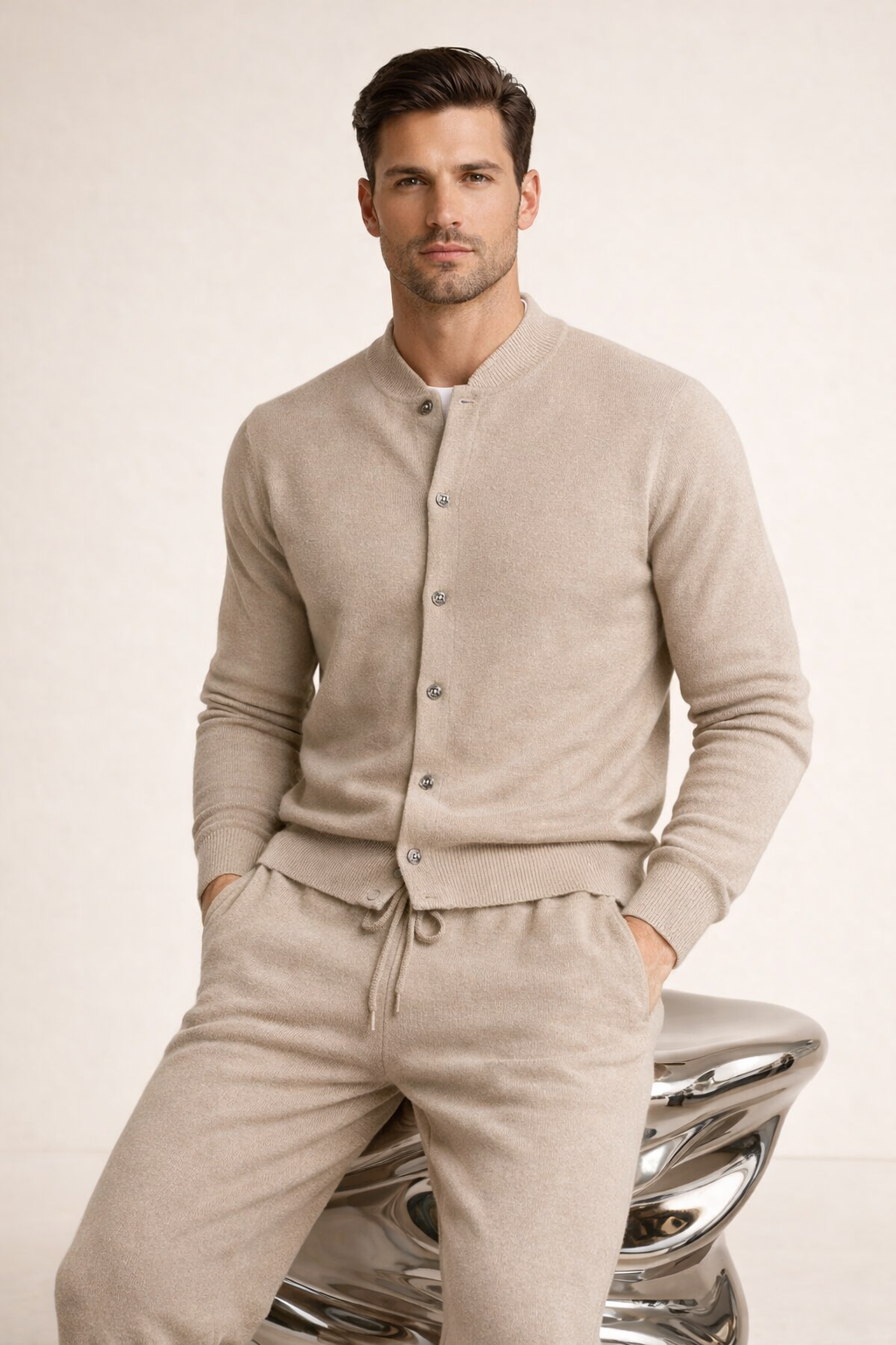 Silvio Wool Button Set Camel