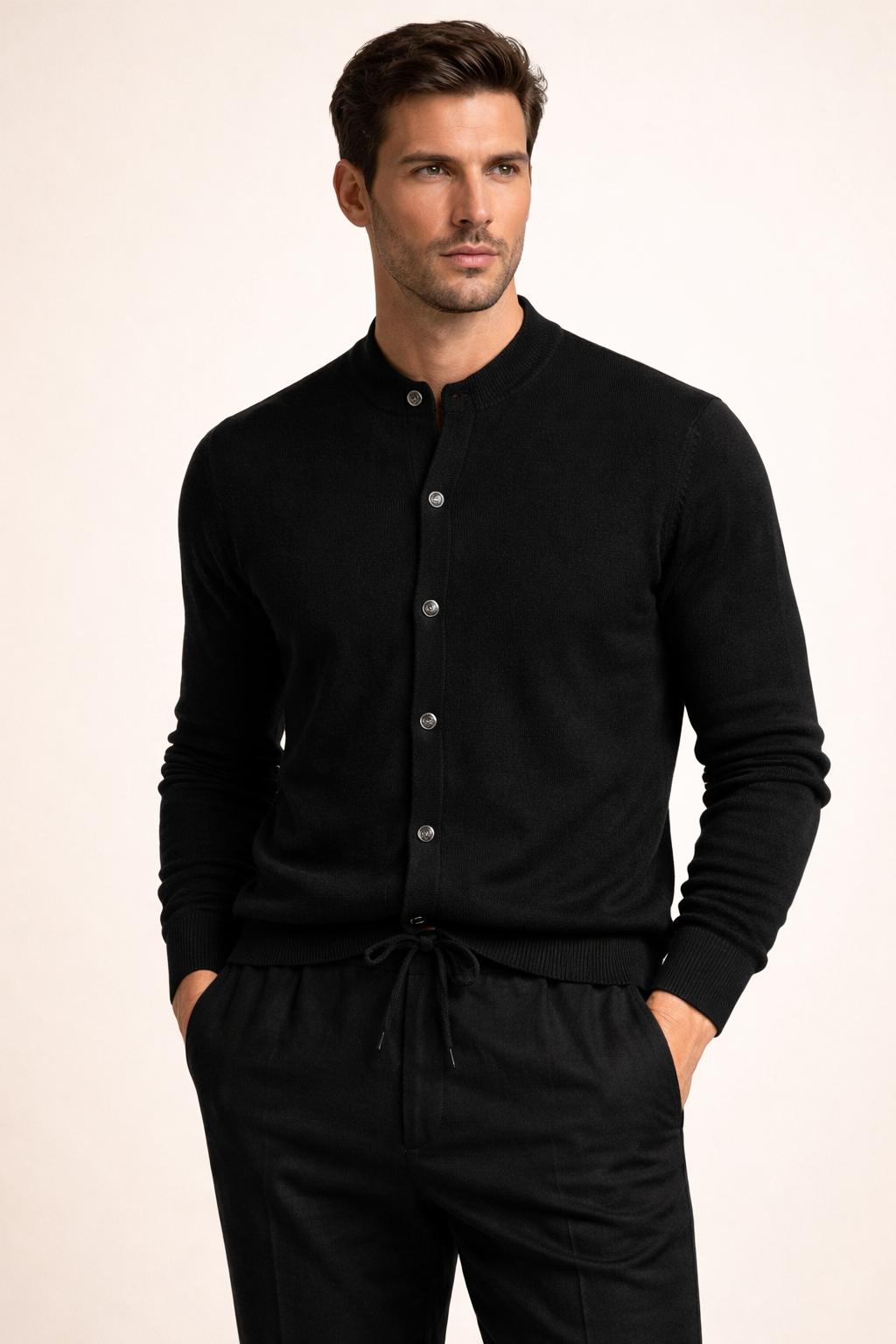 Silvio Wool Button Set Black