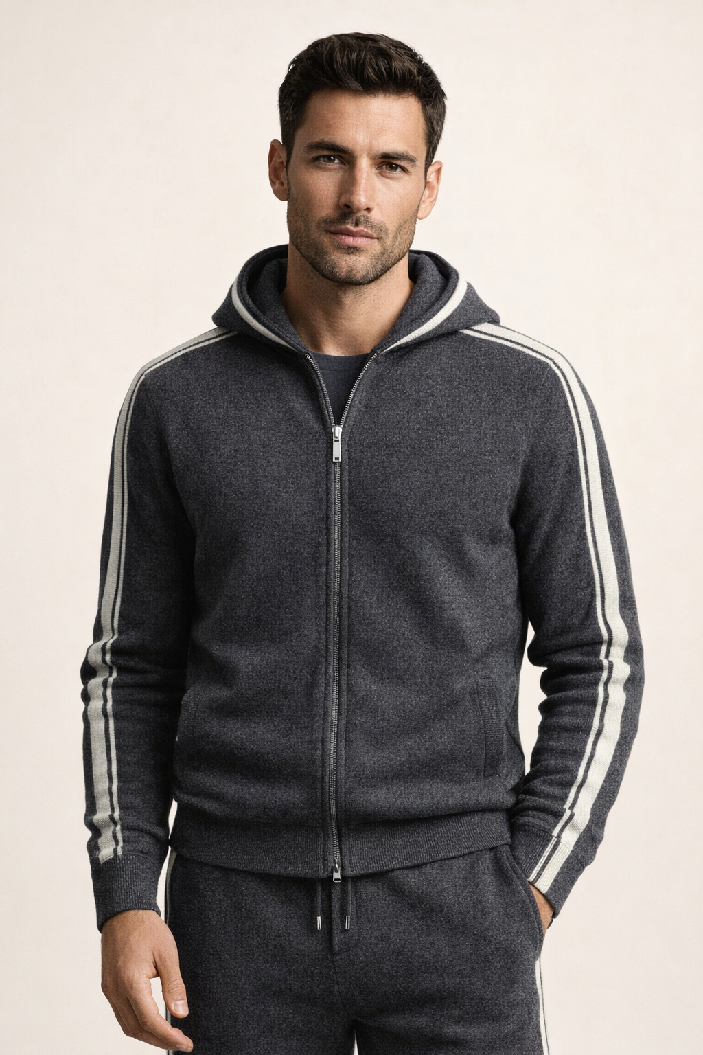 Giancarlo Hooded Zip Set Dark Grey