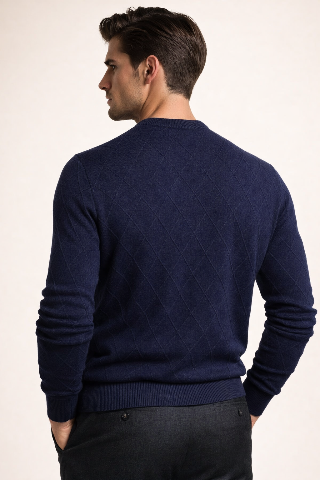 Cesare Knit Crewneck Sweater Navy