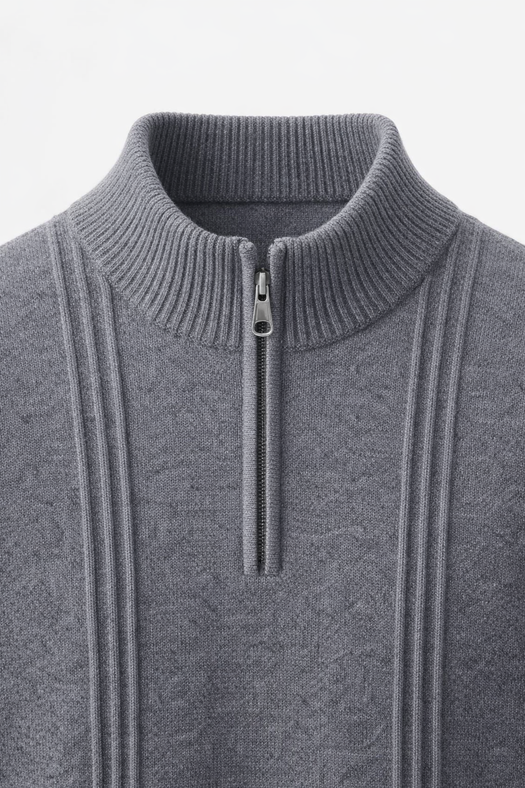 Teo Cashmere Half-Zip Knit Grey