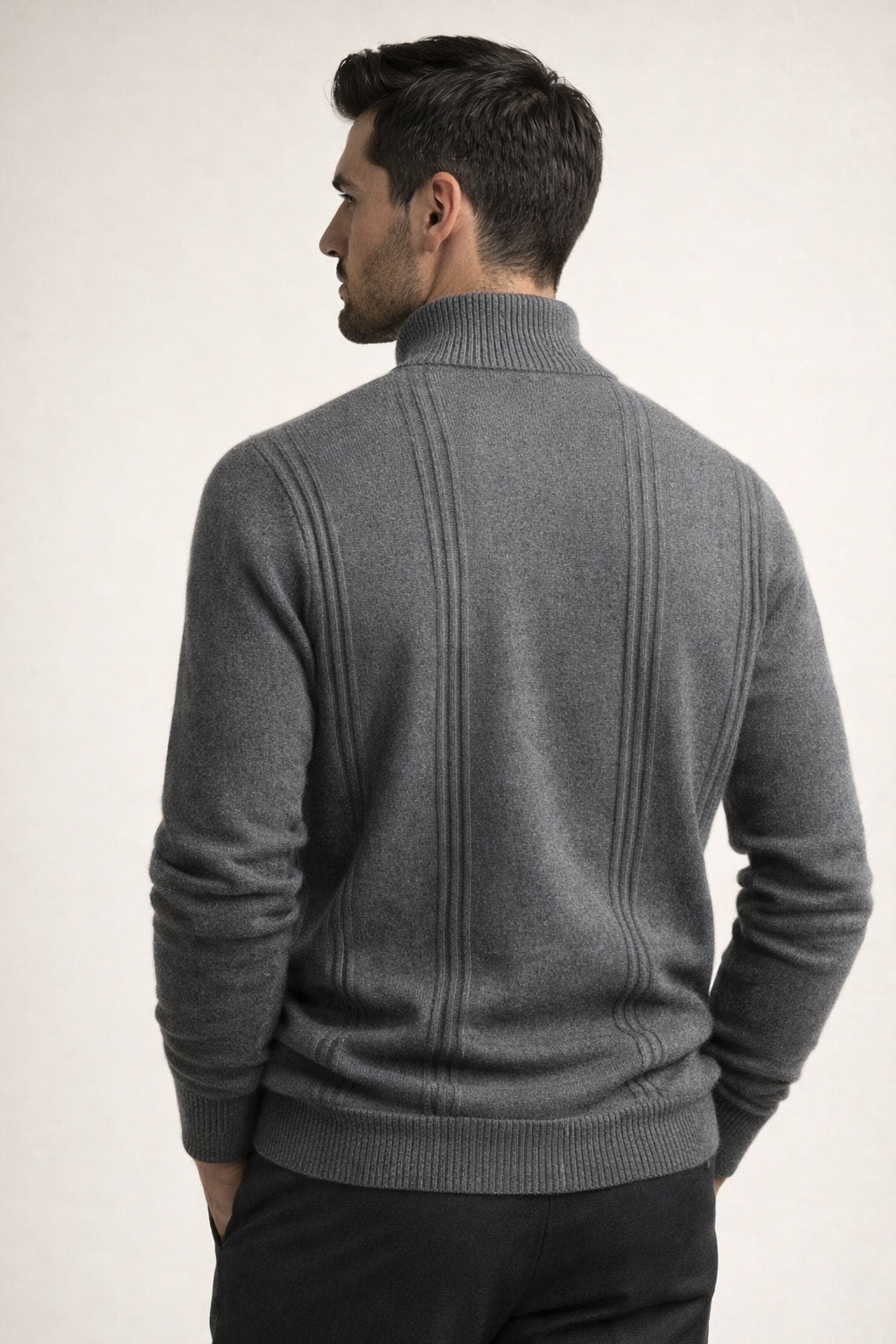 Teo Cashmere Half-Zip Knit Grey