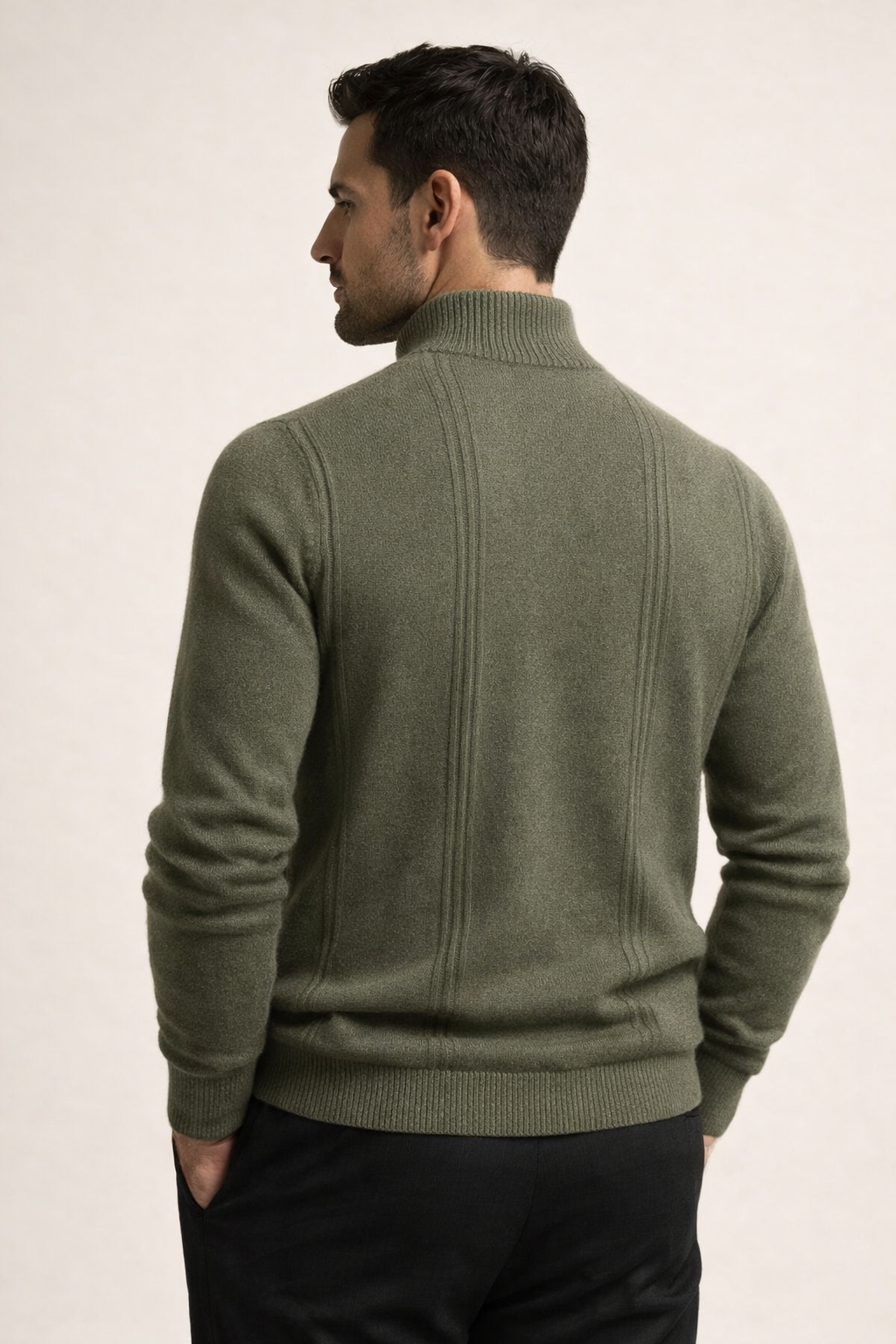 Teo Cashmere Half-Zip Knit Green