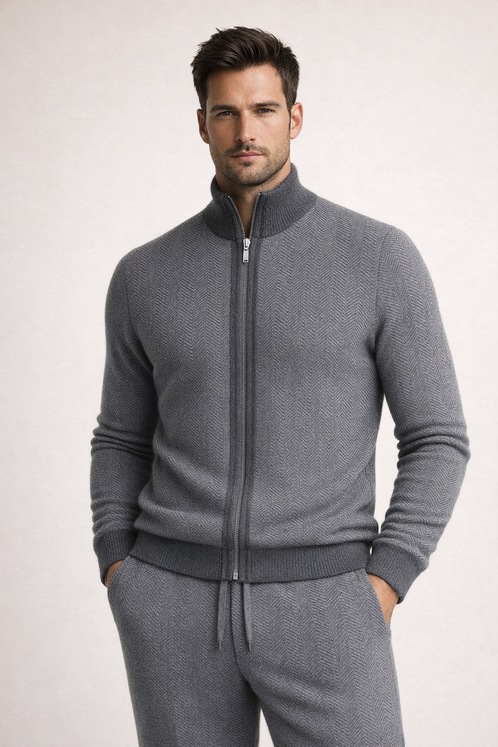 Nico Wool Zip Set Grey