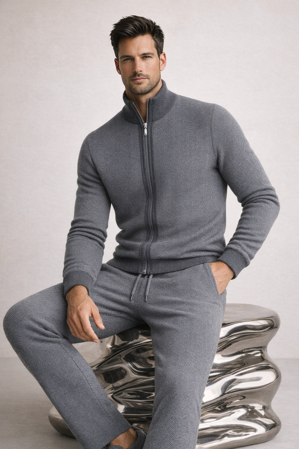 Nico Wool Zip Set Grey
