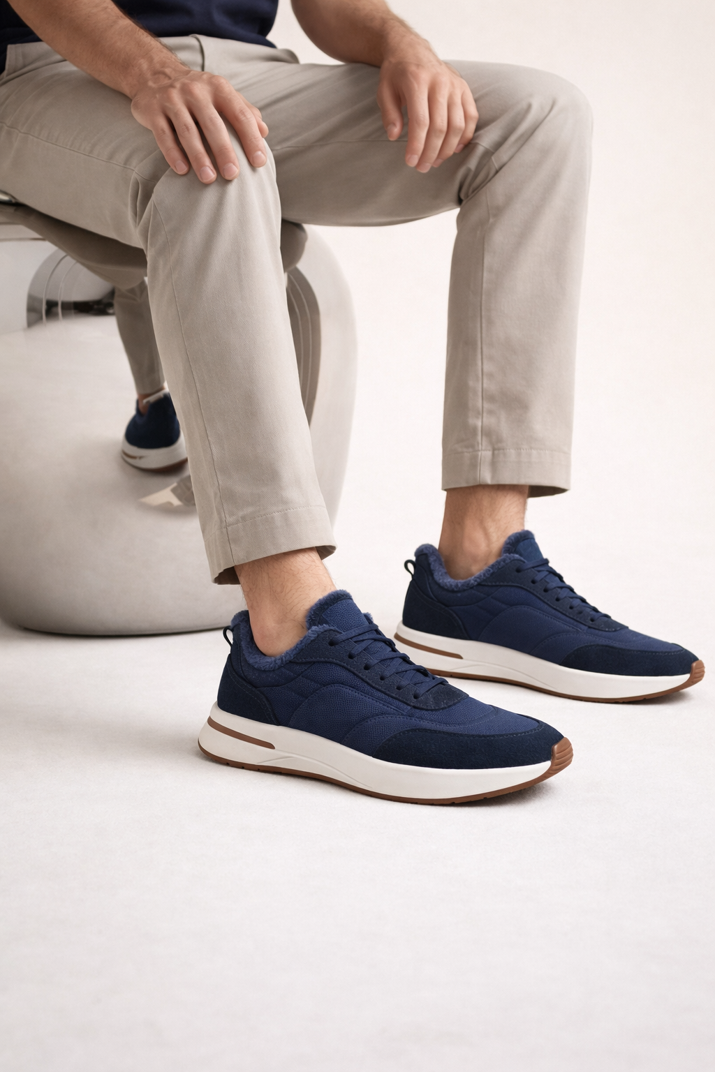 Rivaro Fur-Lined Sneaker Navy