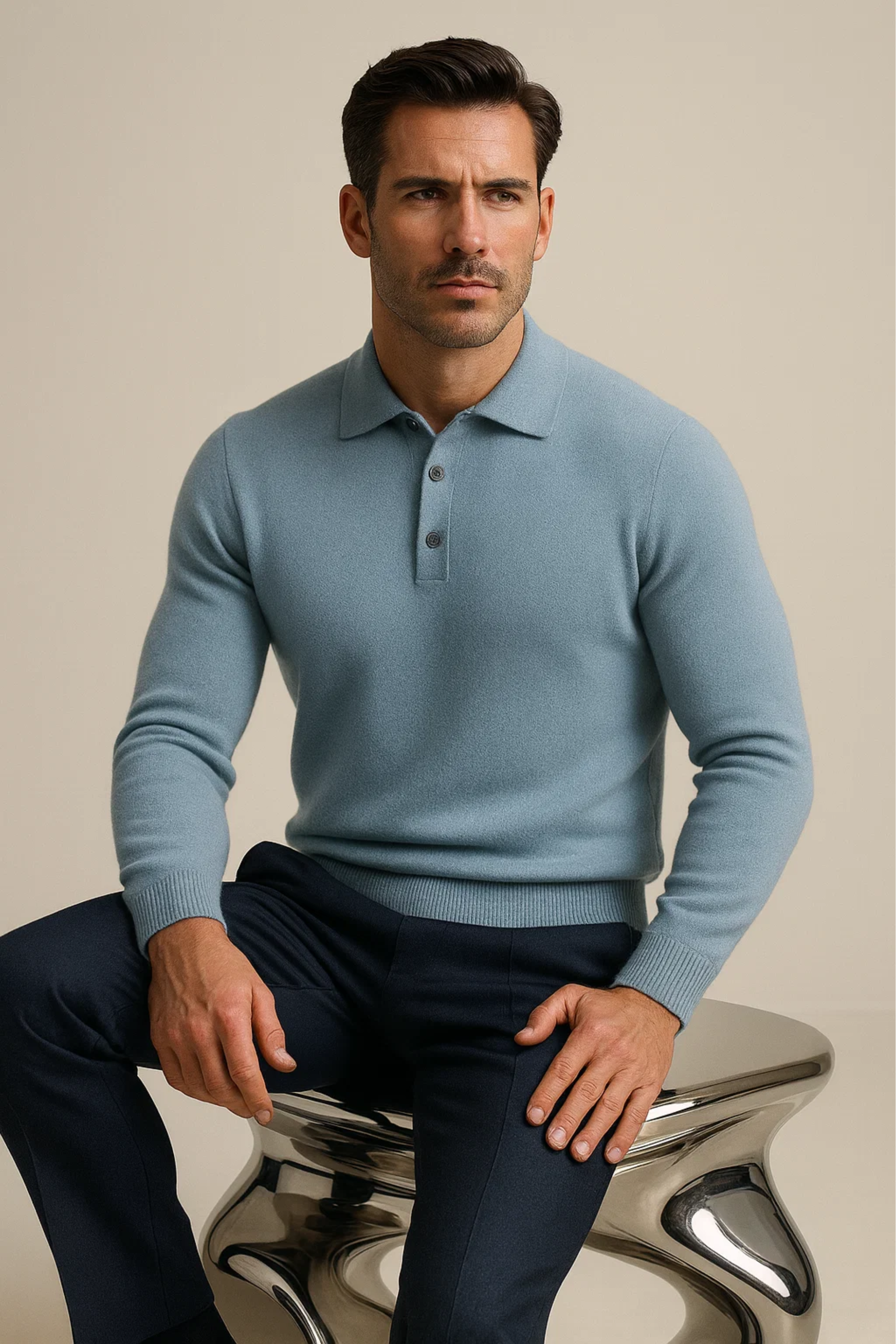Vittorio Polo Knit Light Blue