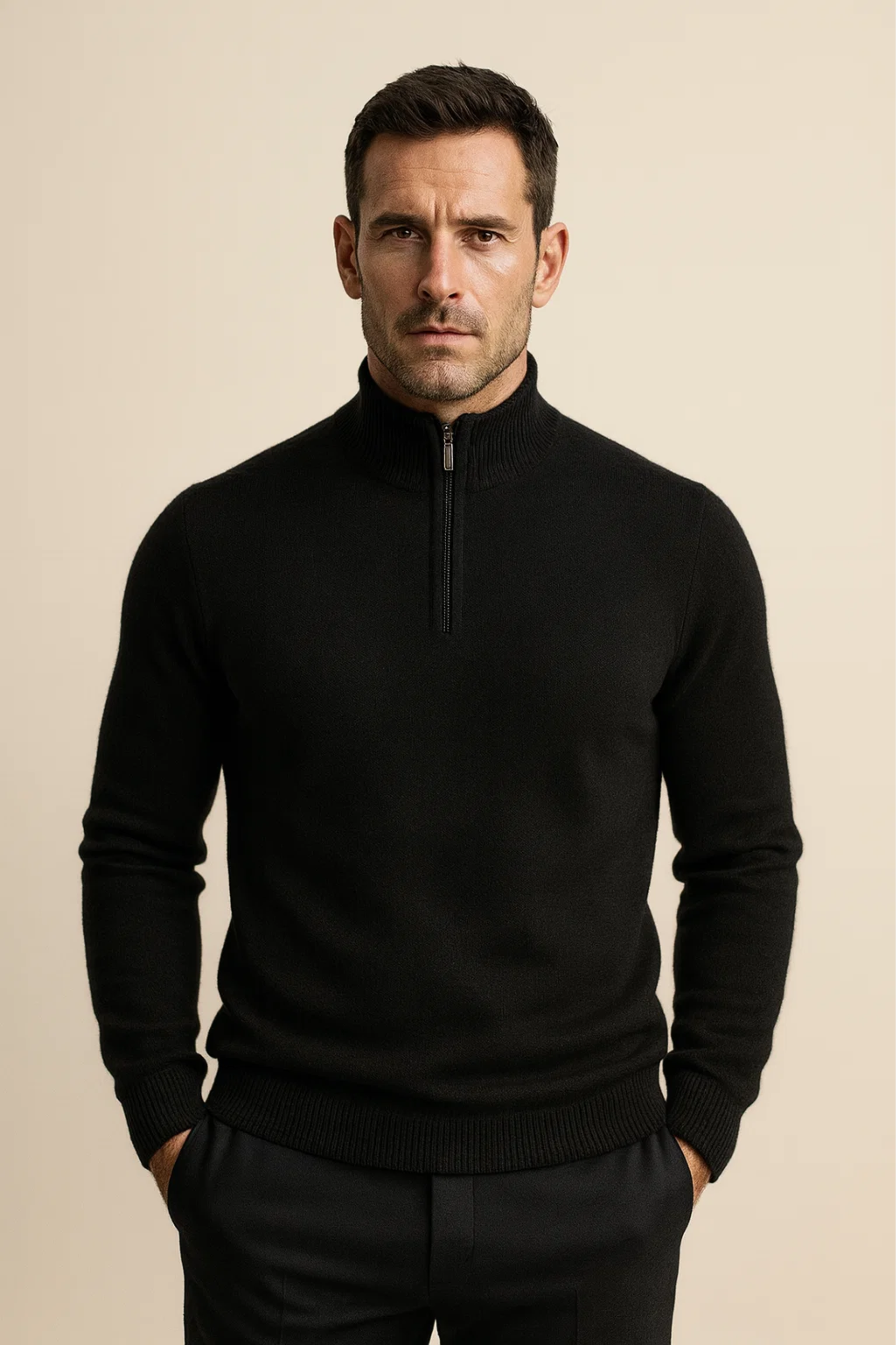 Enrico Half Zip Black