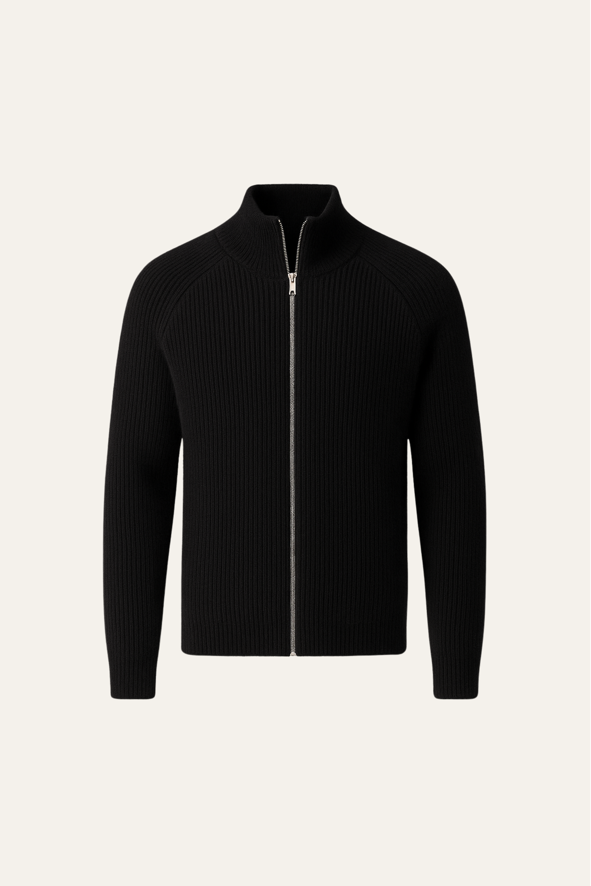 Valeno Wool Zip Knit Black