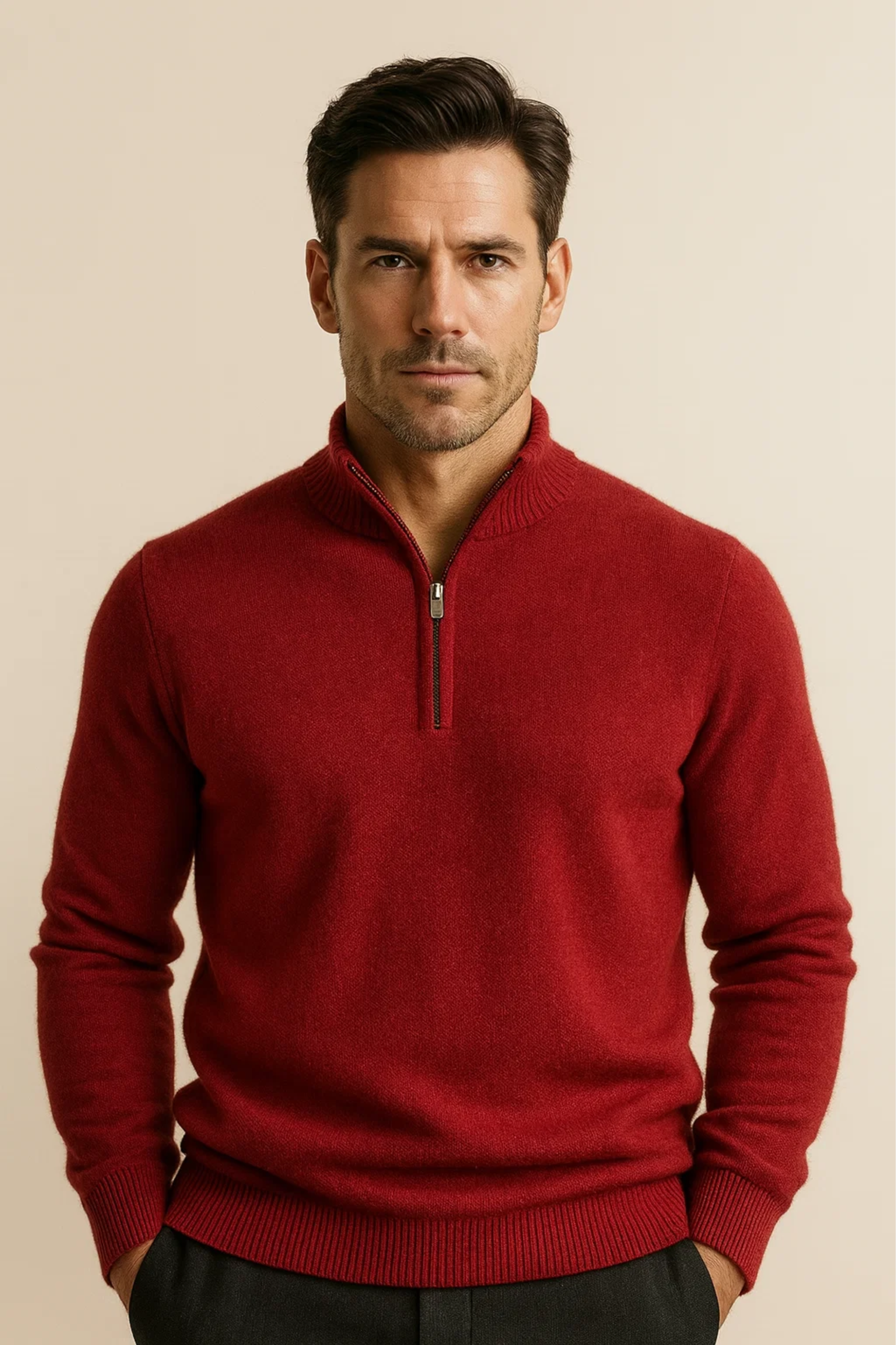 Enrico Half Zip Red