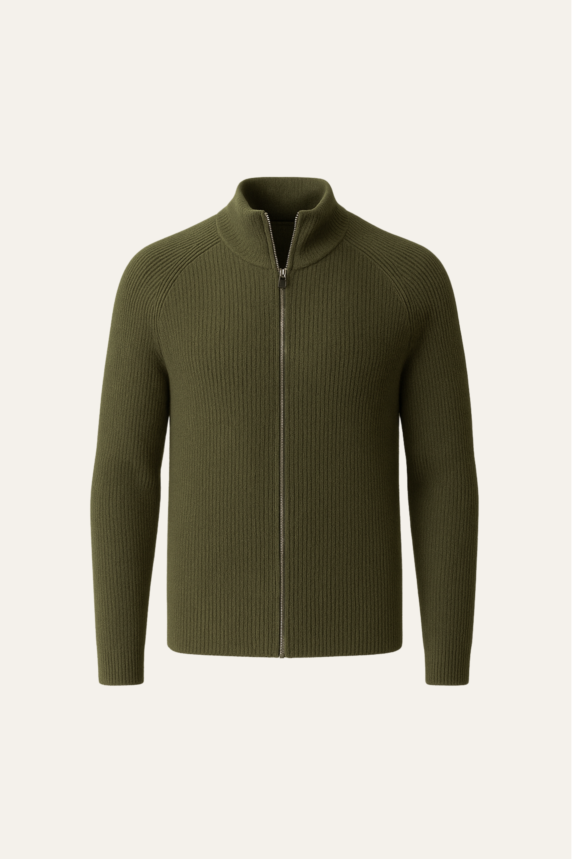 Valeno Wool Zip Knit Olive