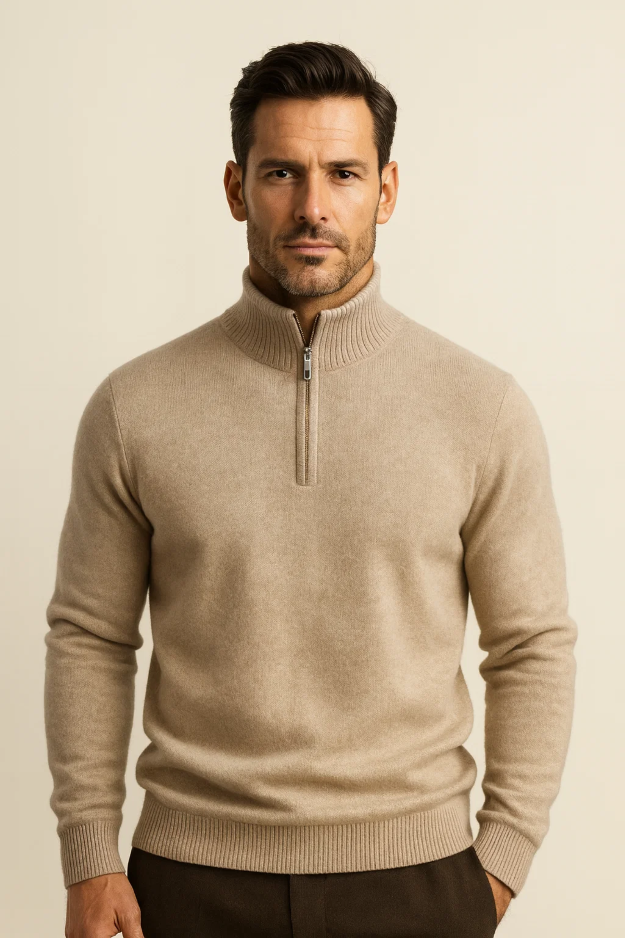 Enrico Half Zip Beige