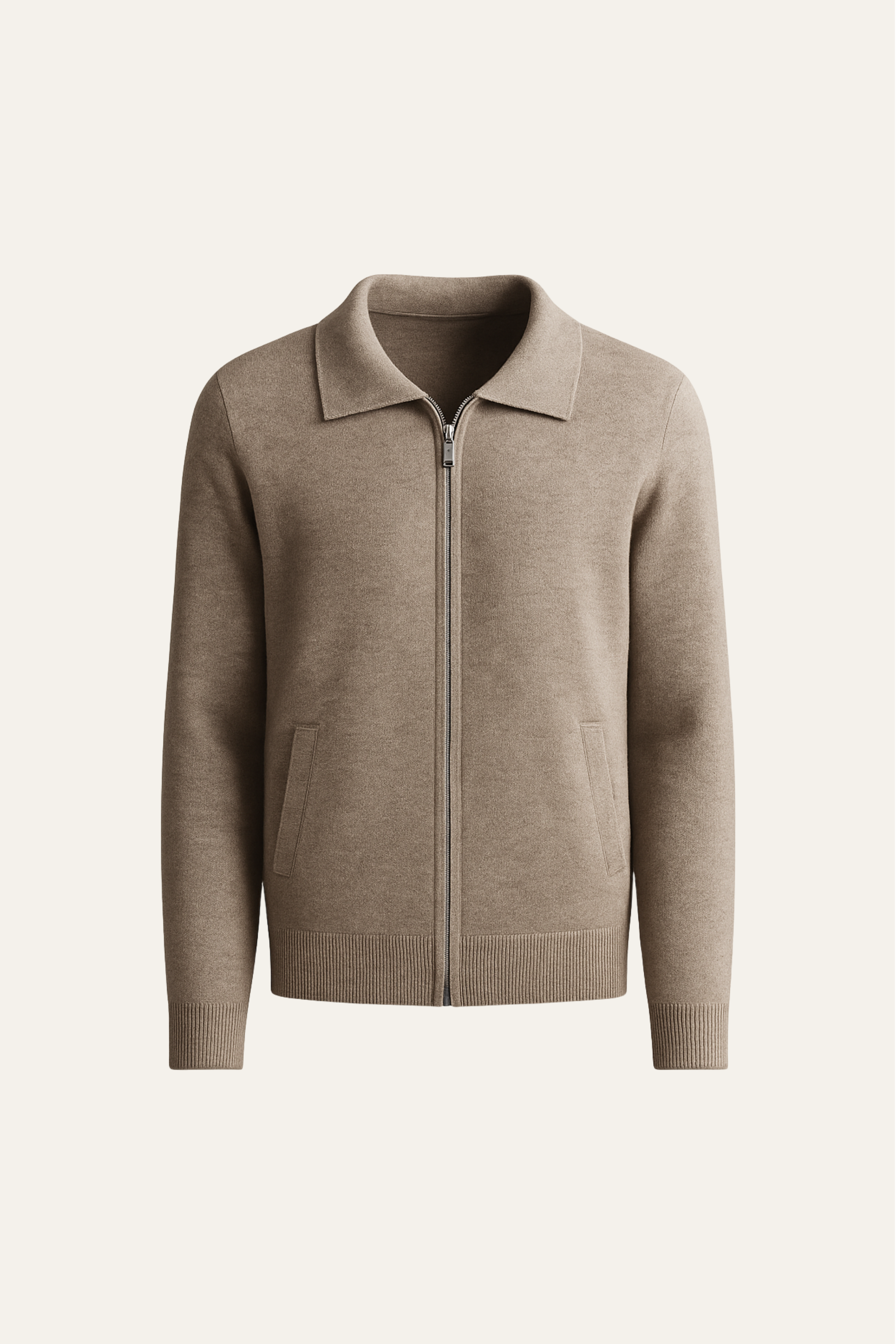 Carvelli Merino Zip Sweater Taupe