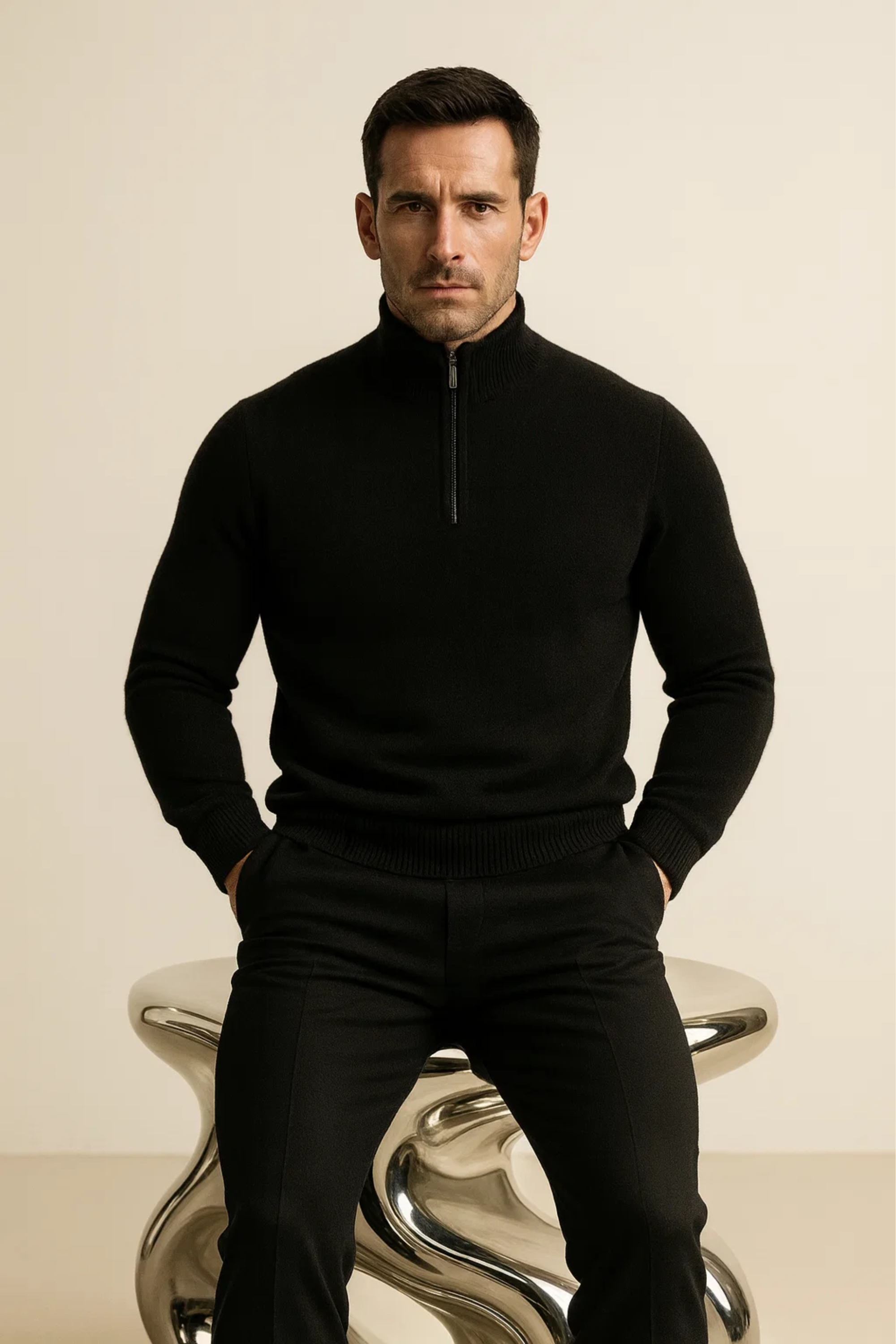 Enrico Half Zip Black