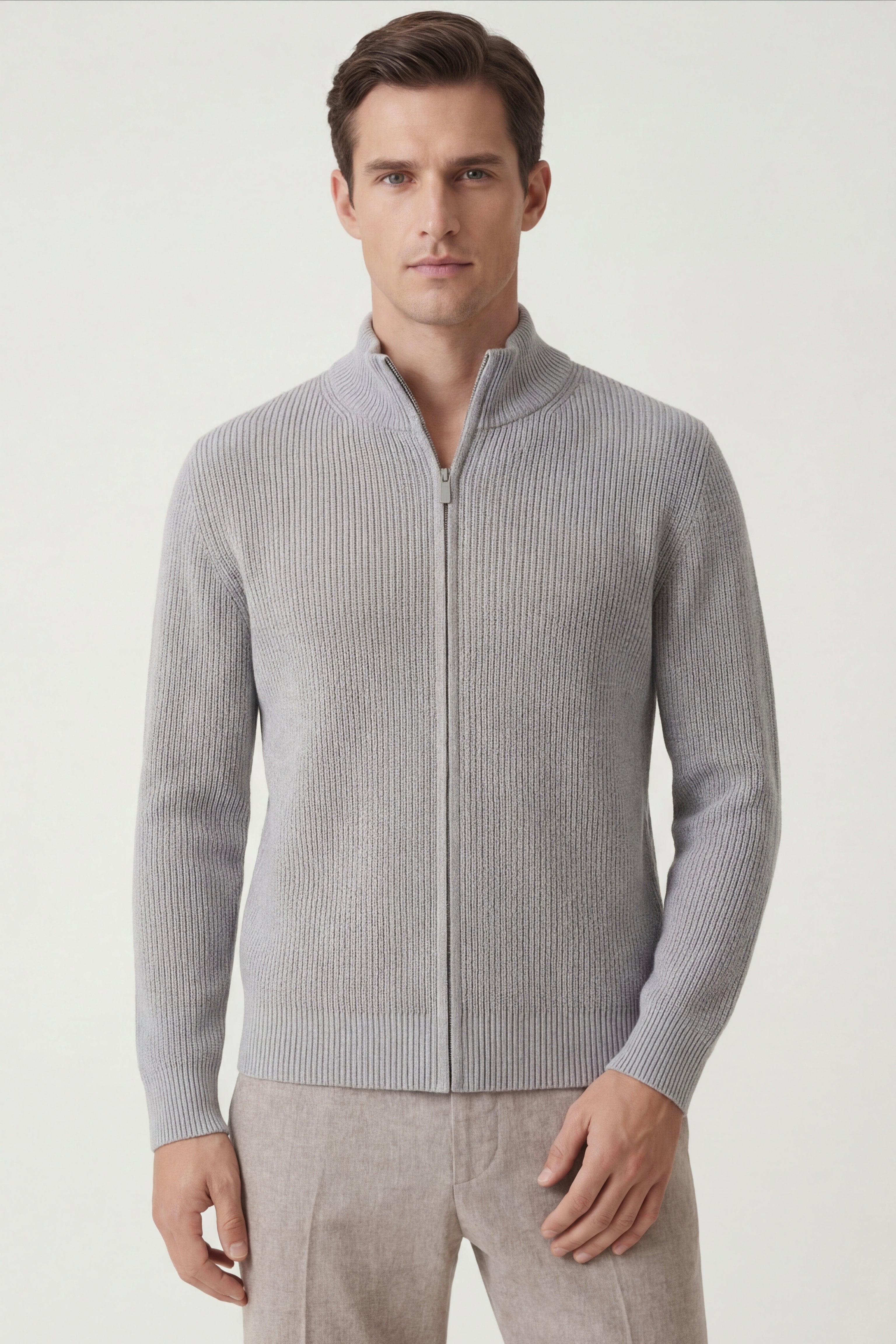 Roma Cashmere Cardigan Grey