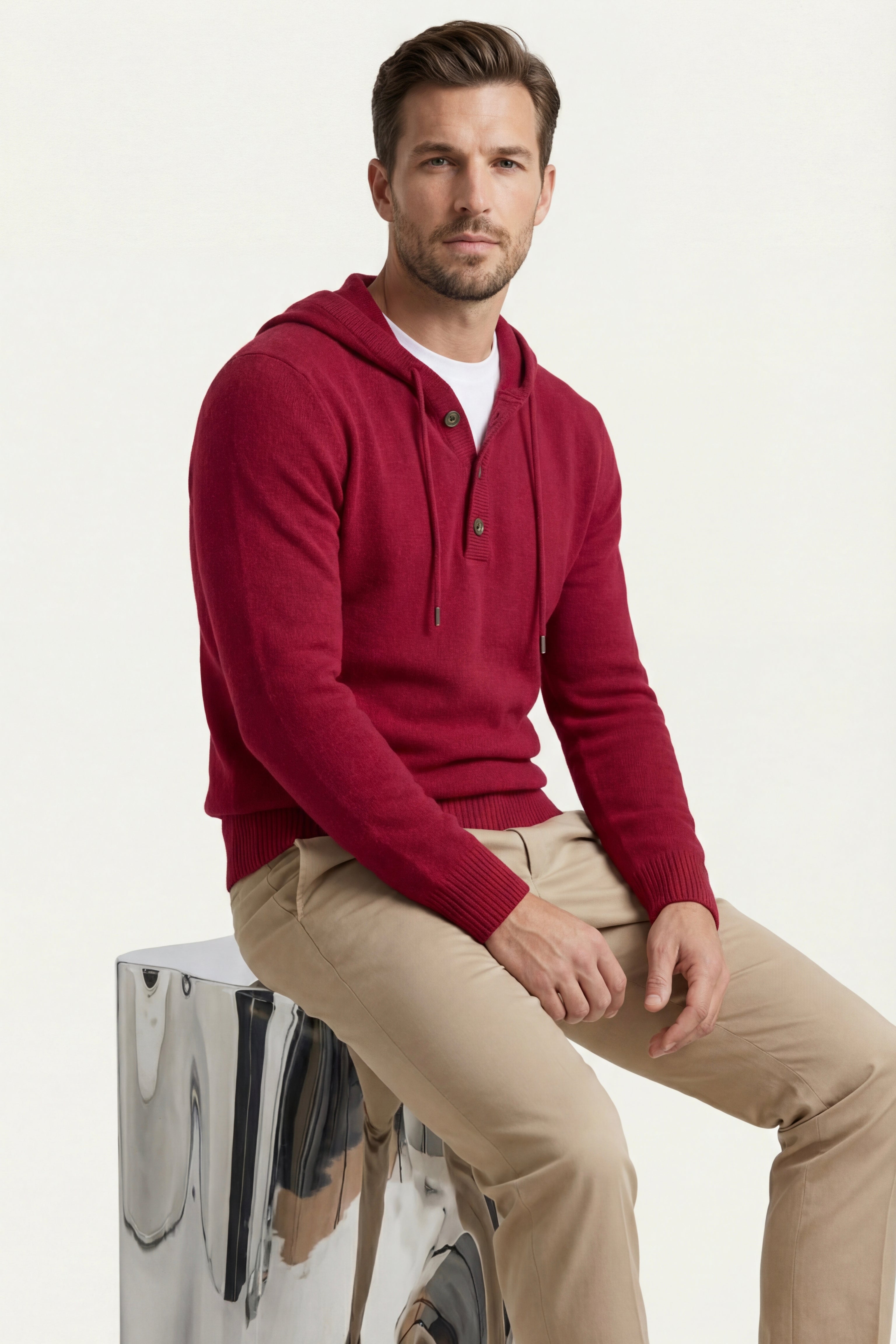 Taviano Hooded Knit Red