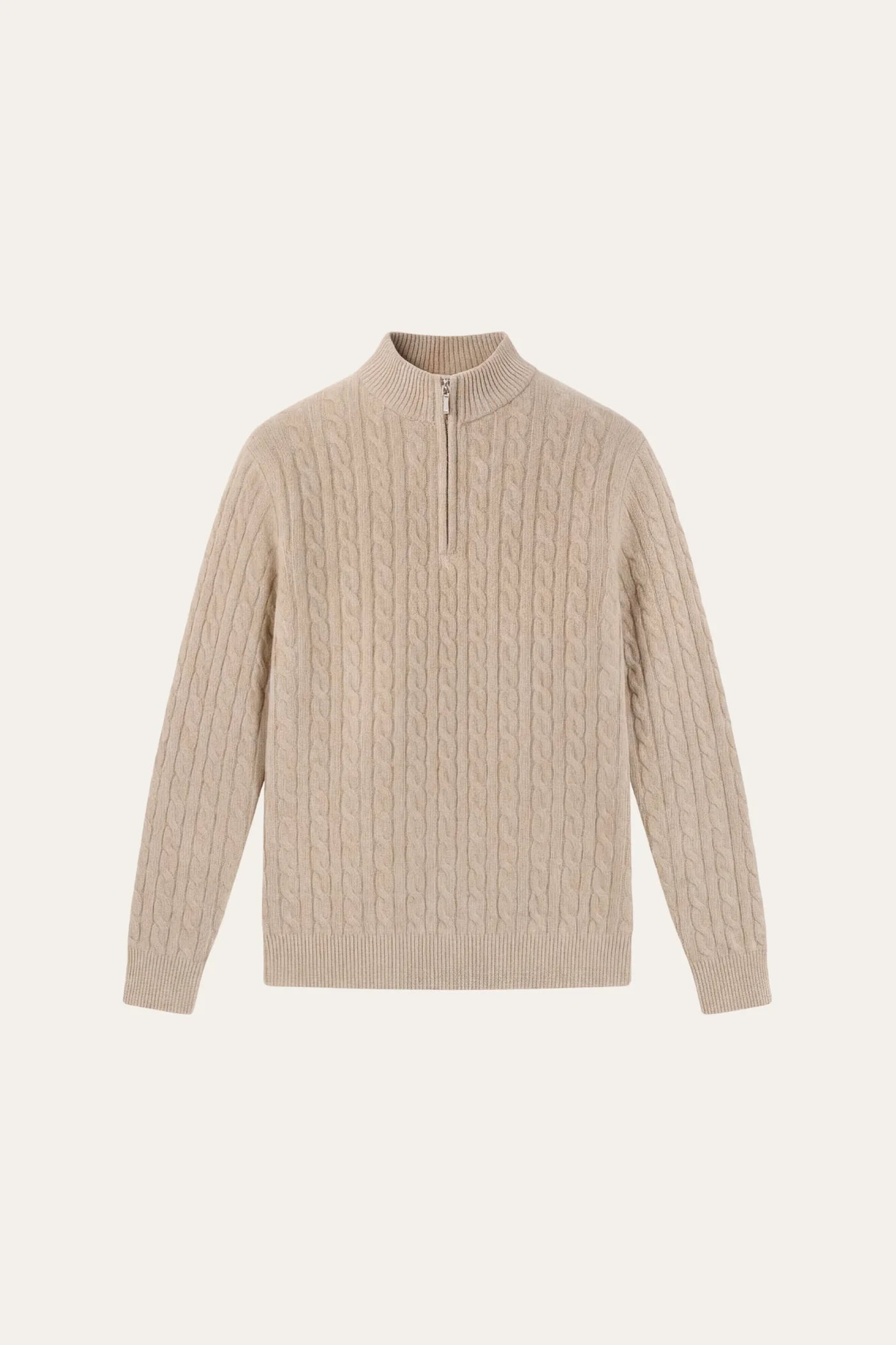 Lerano Cashmere Half-Zip Knit Beige