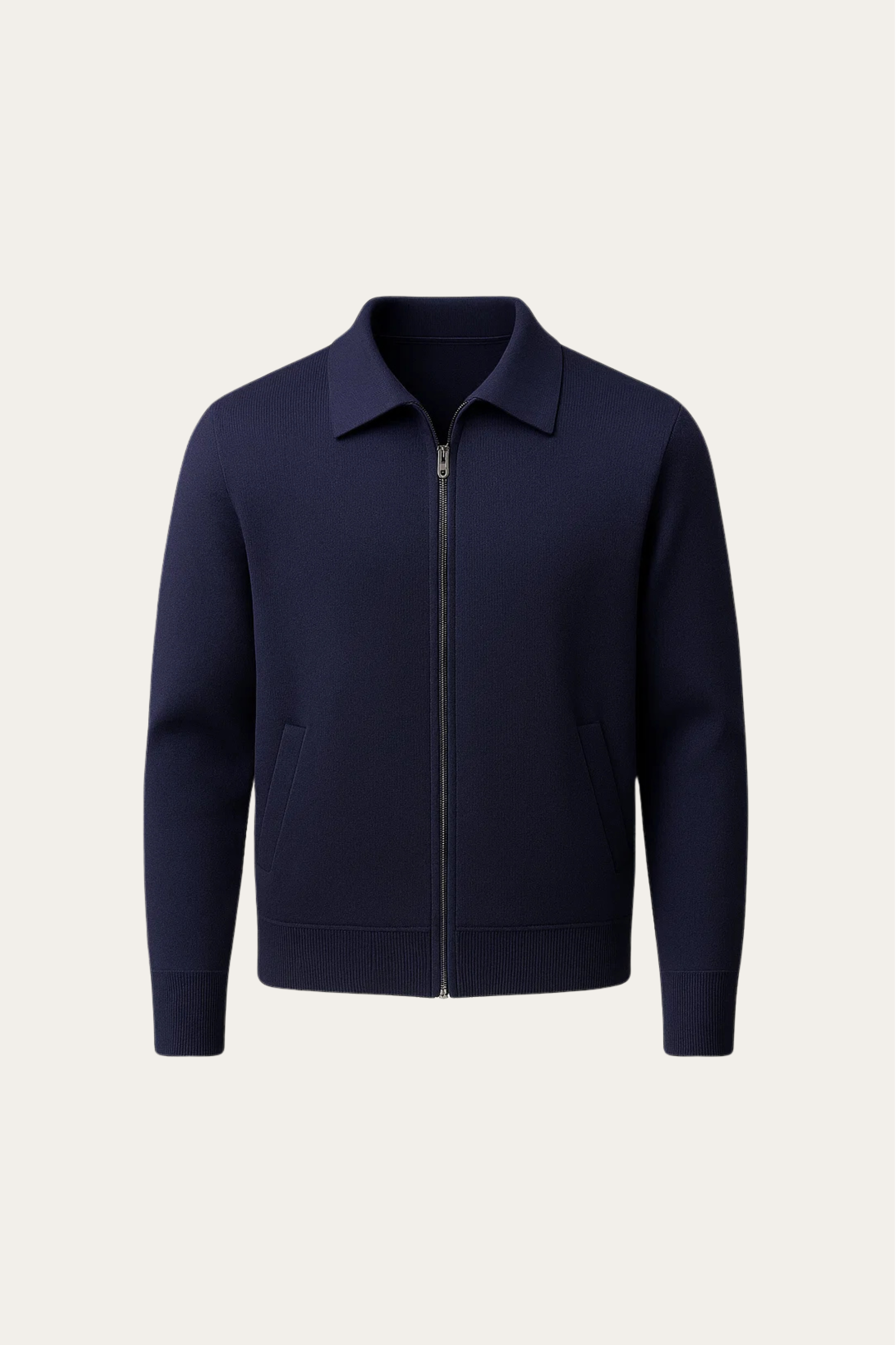 Luca Zip Polo Cardigan Navy