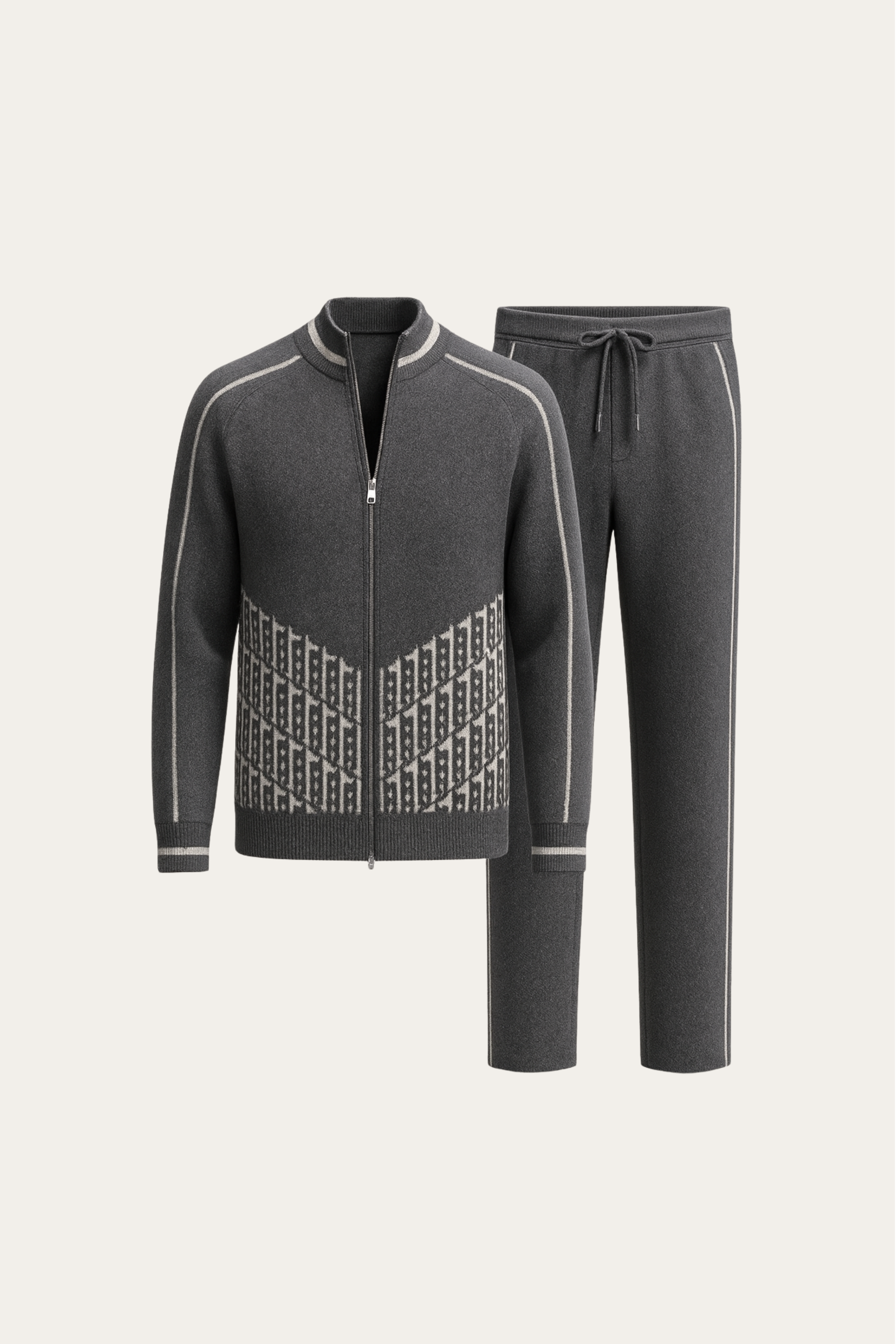 Enzo Cashmere Full-Zip Set Dark Grey