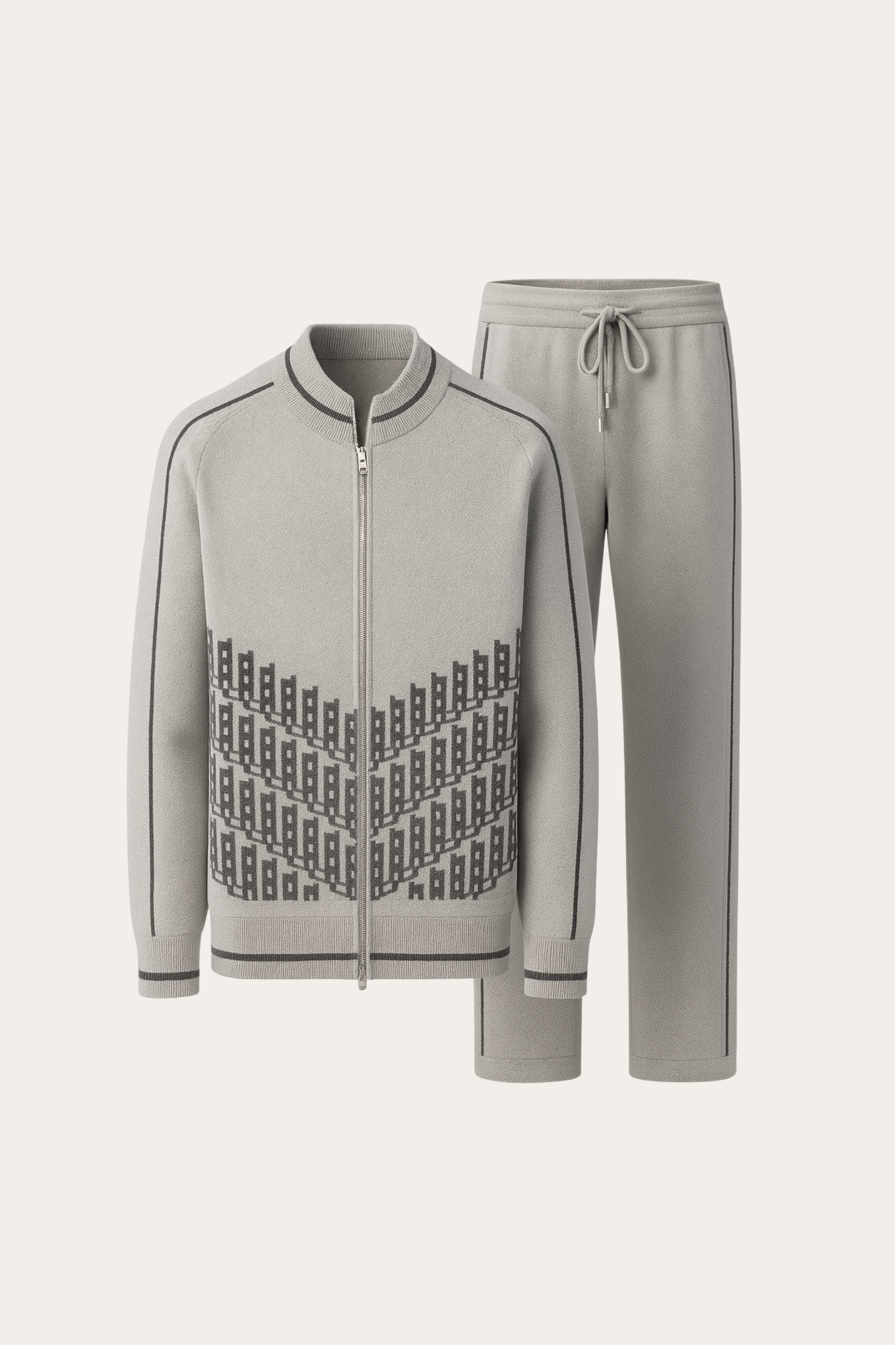 Enzo Cashmere Full-Zip Set Grey