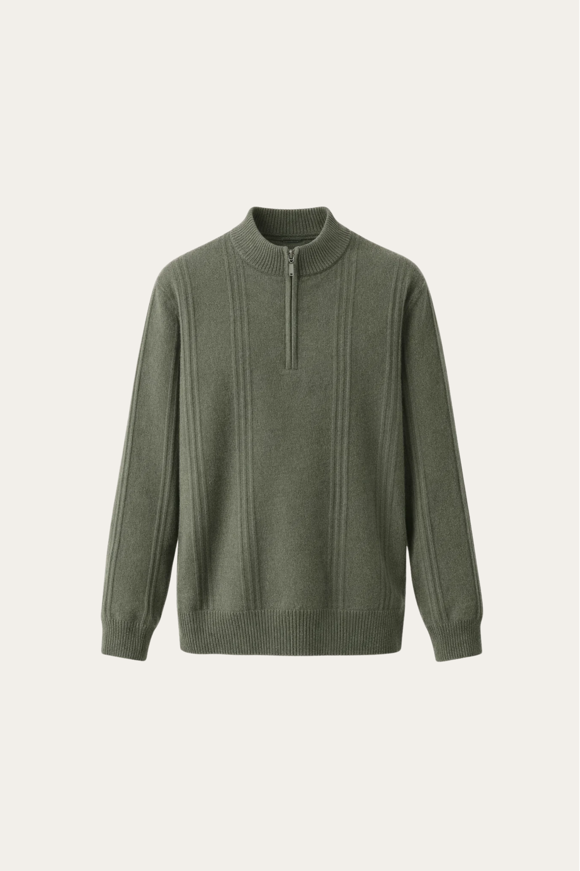 Teo Cashmere Half-Zip Knit Green