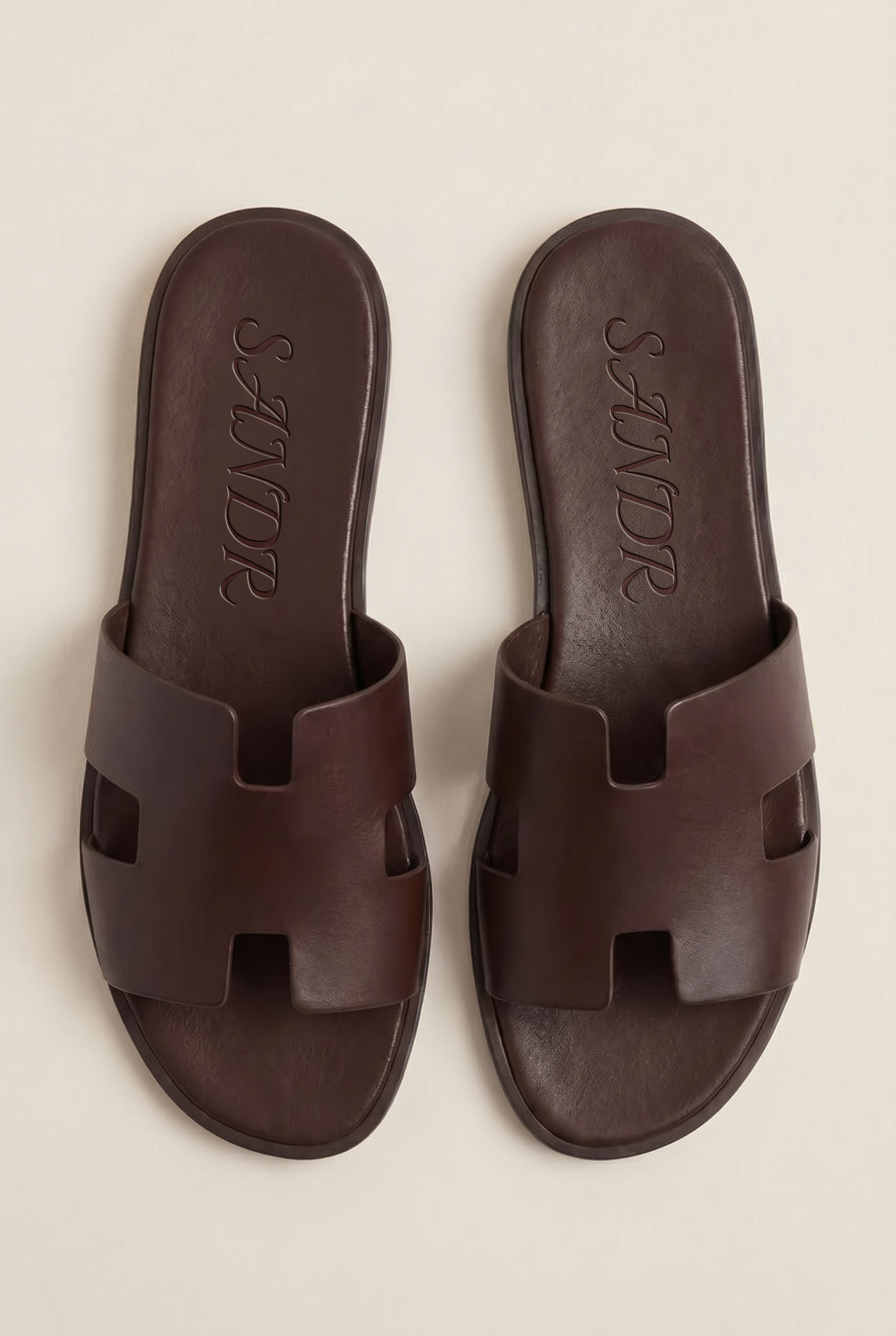 Arezzo Leather Sandal Dark Brown
