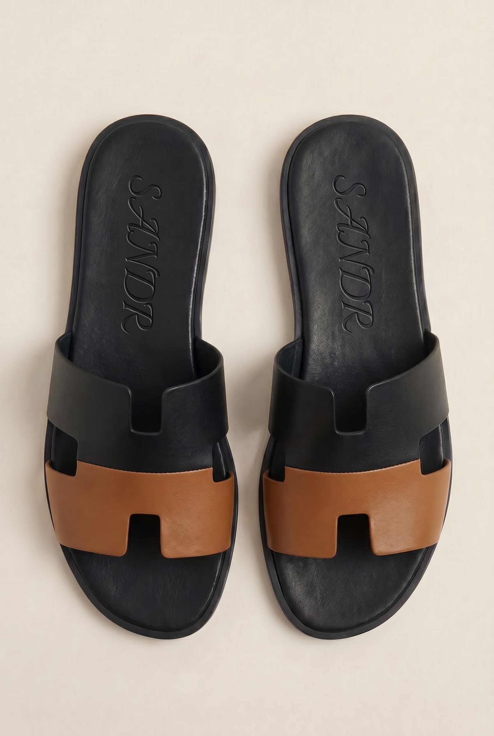 Arezzo Leather Sandal Black & Tan
