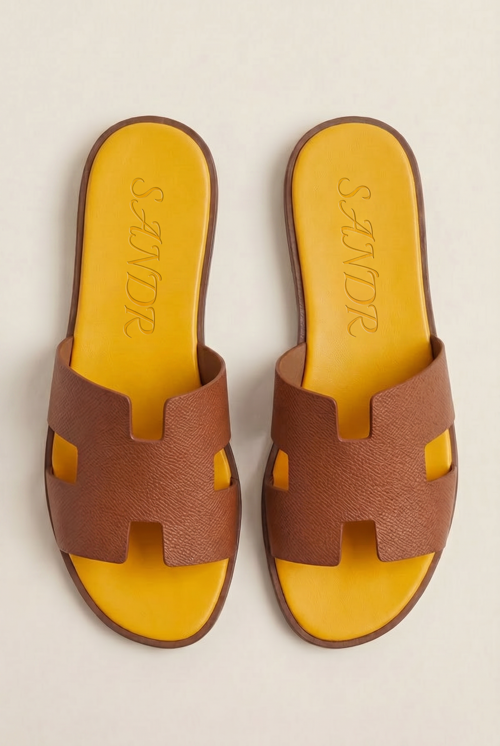 Arezzo Leather Sandal Tan & Yellow