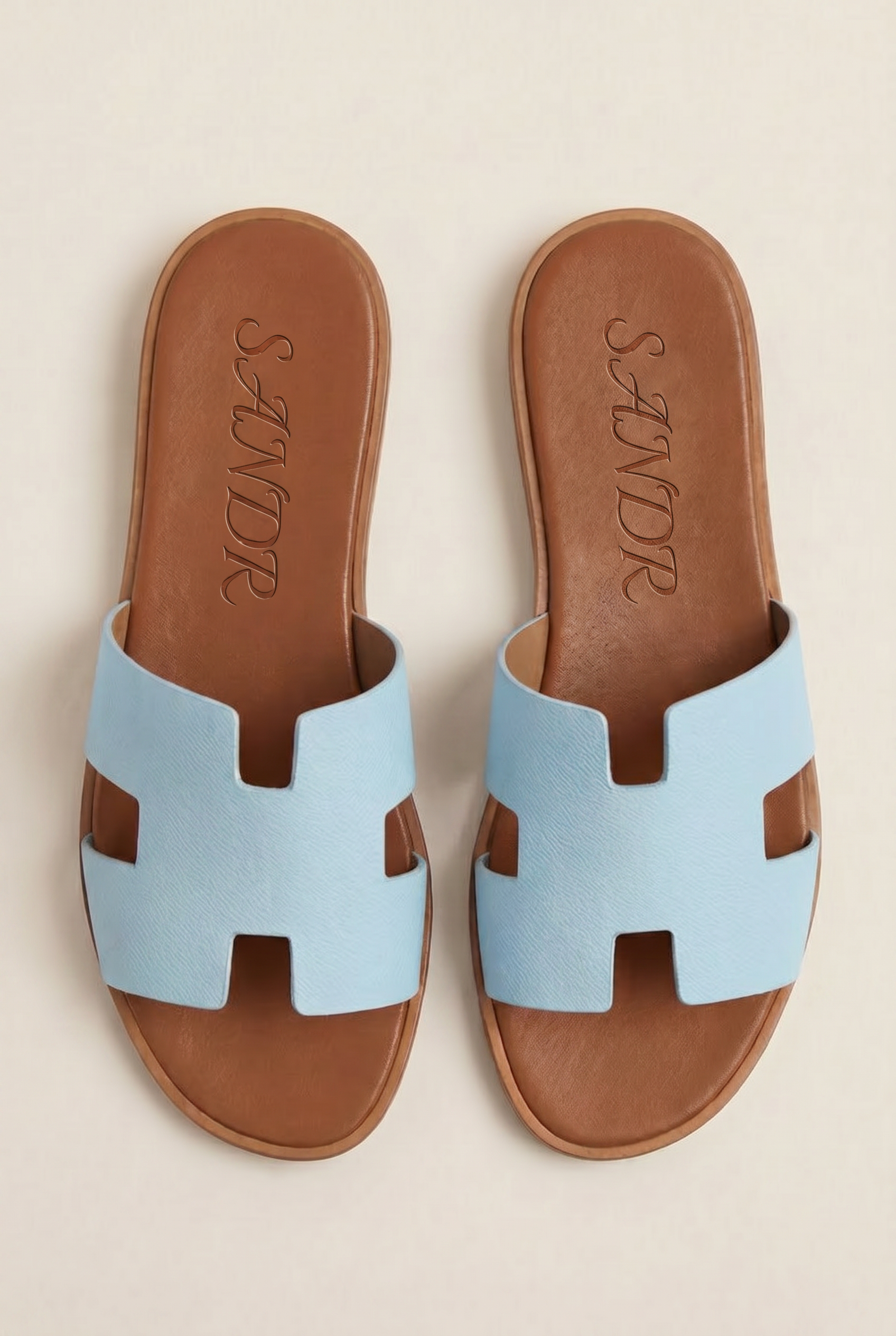 Arezzo Leather Sandal Sky Blue