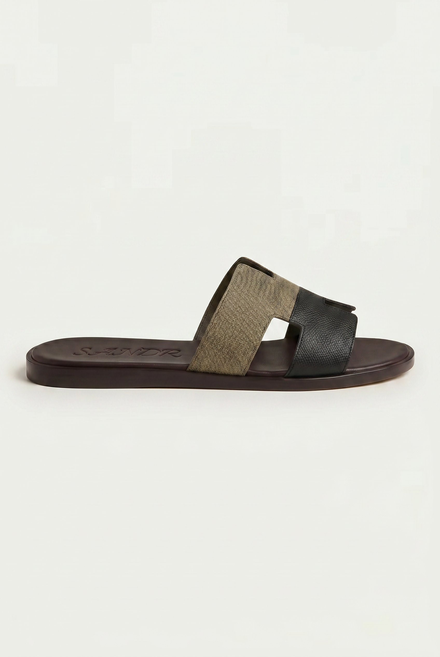 Arezzo Leather Sandal Olive & Black