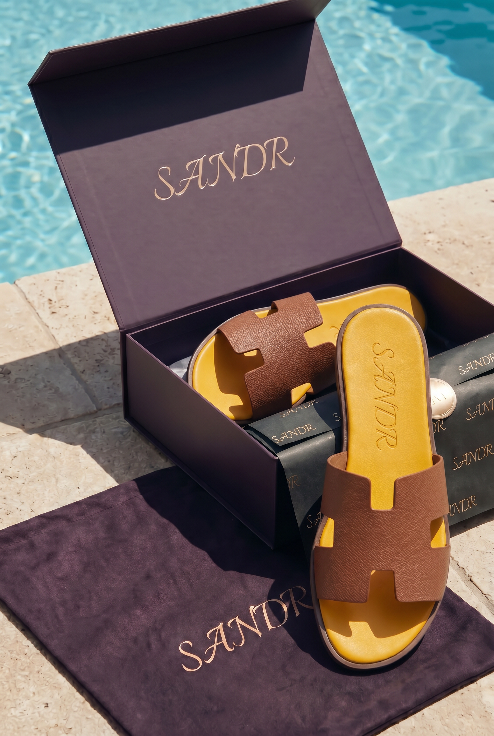 Arezzo Leather Sandal Tan & Yellow