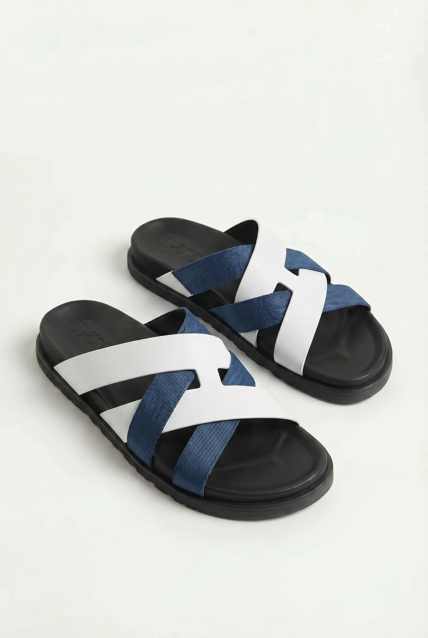 Amalfi Leather Sandal White Navy