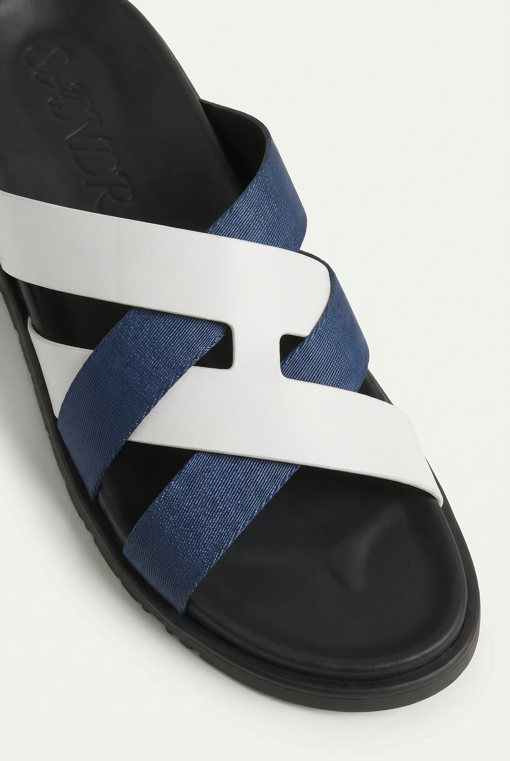 Amalfi Leather Sandal White Navy